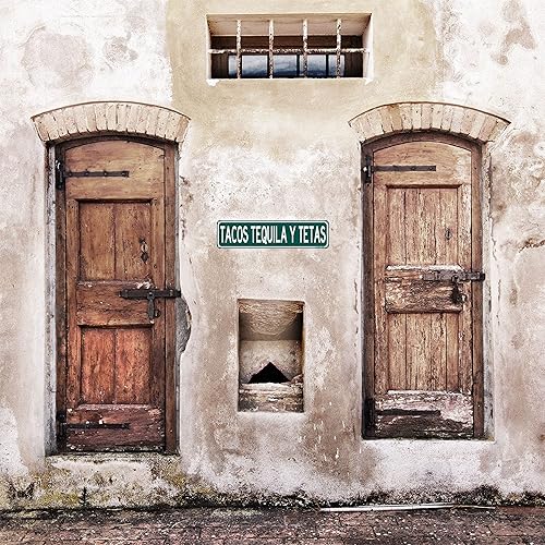 Miniatura 4 de Tacos Tequilas Y Tetas Divertido Humor Mexicano Español 16" x 4" Letrero de calle Home Bar Humor Latino Decoración de pared