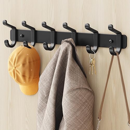 Miniatura 8 de pickpiff Perchero para colgar en la pared, resistente, 6 ganchos para colgar sombrero, ropa, bata, llaves, mochila, toallas de baño, chaqueta,