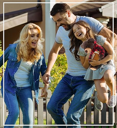 Miniatura 6 de DolliBu Peluche de oso marrón con felpa de fútbol  Oso súper suave para abrazar con capucha a cuadros rojos, juguete de peluche regalo de vida