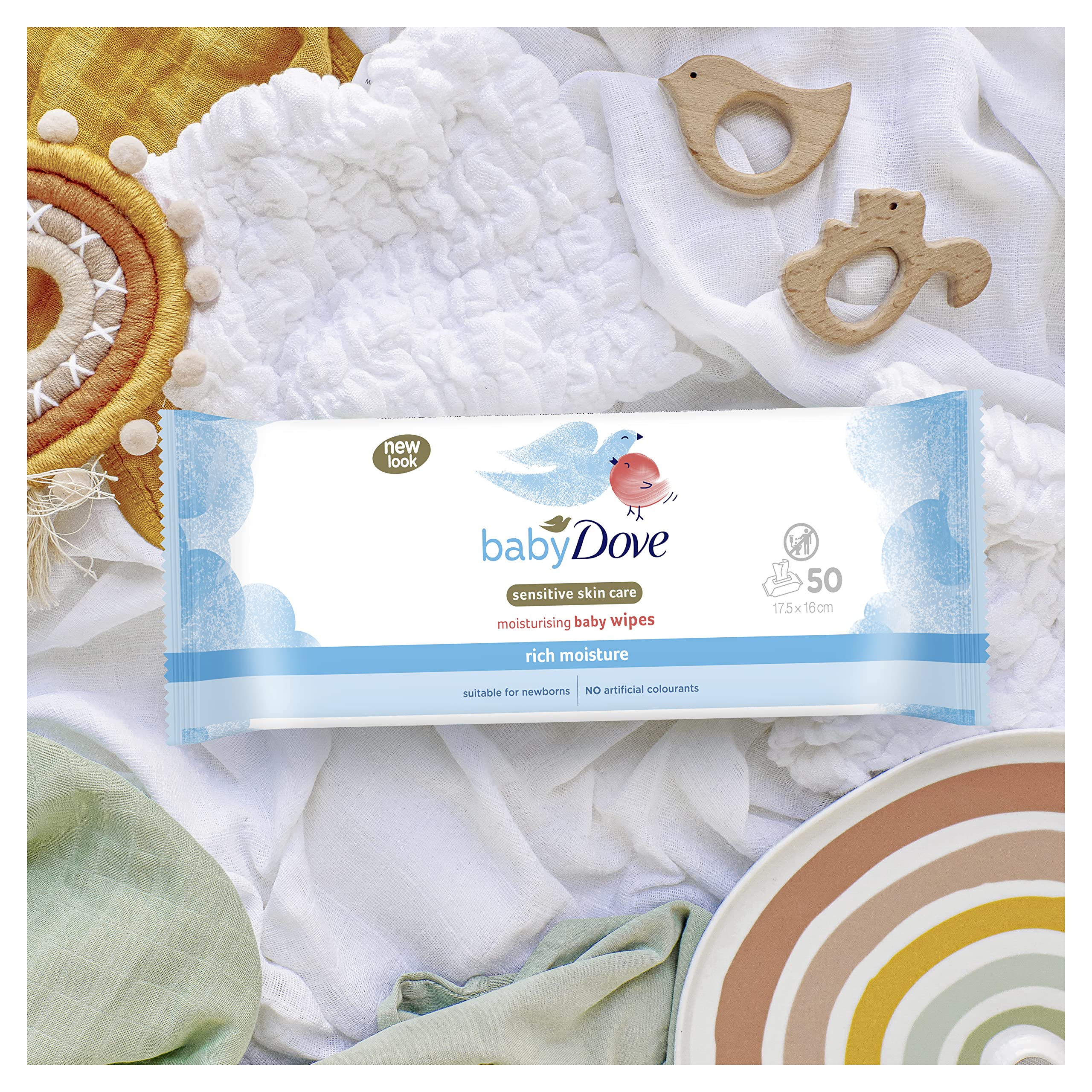 Dove Baby Care, Delicato, Sensibile e Gentile alla Pelle Ricca Idratante e Pulizia Salviette Bagnate Per Nuove Nascite, Neonati, Ragazze e Genitori, Confezione da 12 (600 Salviette Totali)