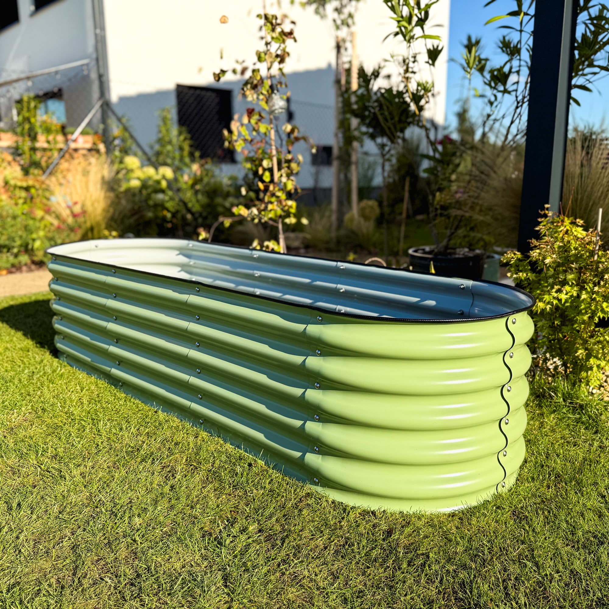 UNIGARDIA Bancal de Metal 195 x 60 x 43 cm – Kit Modular 6 en 1 – bancal Elevado Inoxidable para jardín de Acero Zn-Al-MG Vida útil mínima de 20 años – 43 cm de Alto, huerto Verde