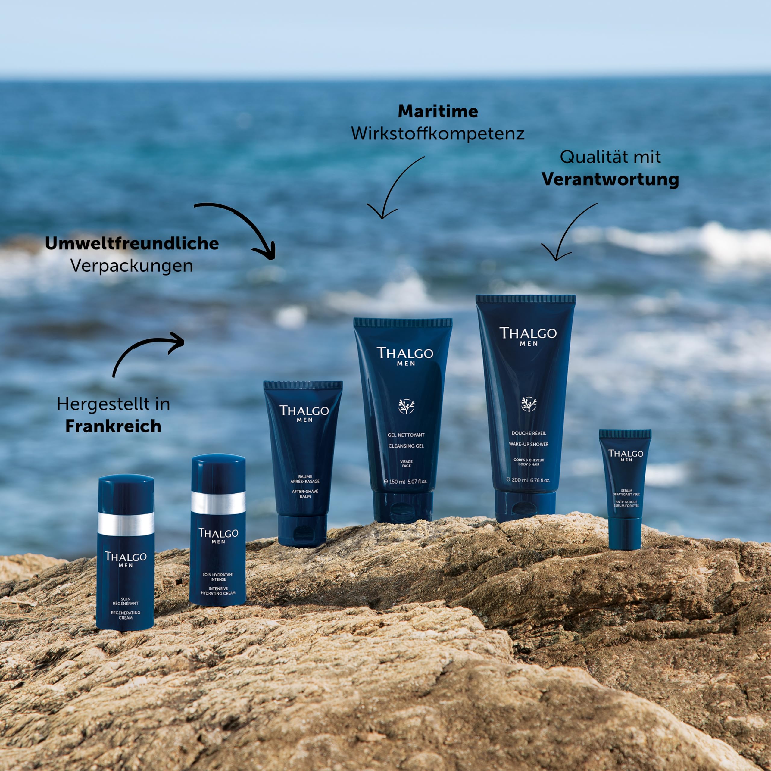 THALGO Men Intensiv Feuchtigkeitscreme - Tiefenwirksame Pflege mit Meeresquellwasser für langanhaltende Hydration, Gesichtscreme für Männer, 50 ml
