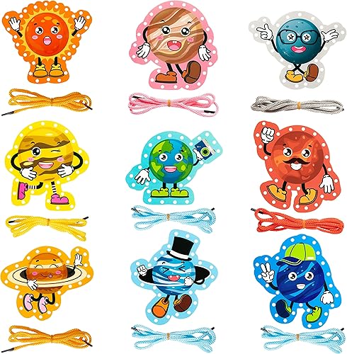Miniatura 1 de 9 tarjetas de cordones del sistema solar, tarjetas de costura del espacio exterior, recuerdos de fiesta, planetas, juegos de cordones para niños,