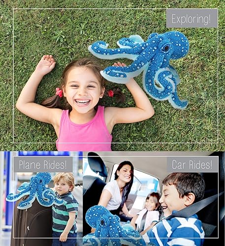 Miniatura 4 de DolliBu Peluche de pulpo grande, colección salvaje, pulpo azul, adorable juguete de peluche de pulpo de peluche, lindo juguete de pulpo de criatura