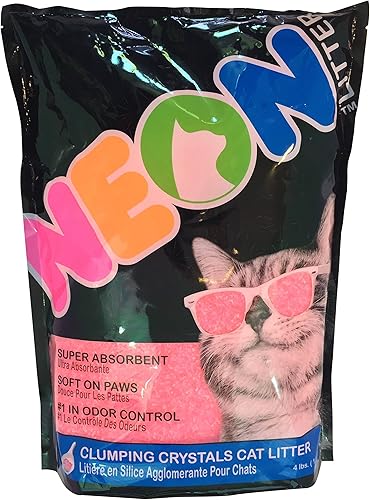 Miniatura 1 de NEON Arena para gatos de gel de sílice aglutinante 4 libras rosa