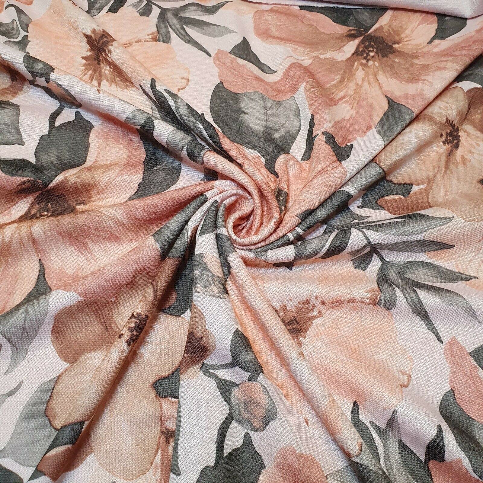 Viscose Ponte Roma Stretch Floral Animal Stripe Printed Dress T Fabric Fabric Material 58" (Pre Cut 1 Meter) (Design 12)