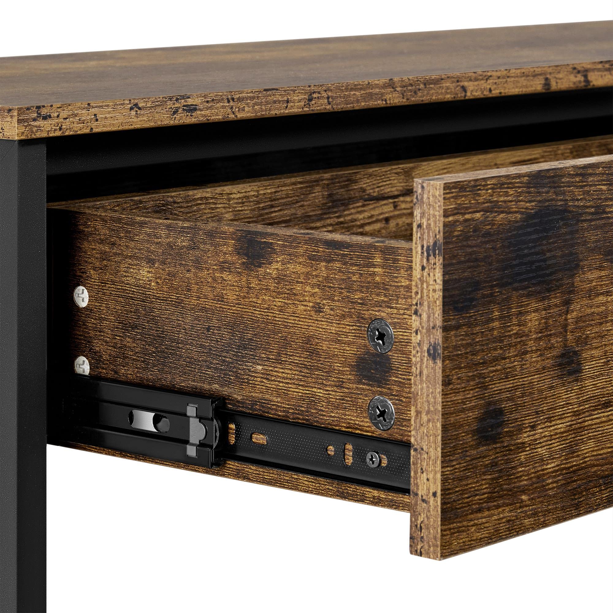 Yaheetech Konsolentisch Flurtisch Schmaler Eingangtisch mit 1 Schublade und 2 Offene Ablagen Industrial Beistelltisch Vintage Sofatisch Sideboard Wohnzimmer/Flur/Eingang – Bild 6