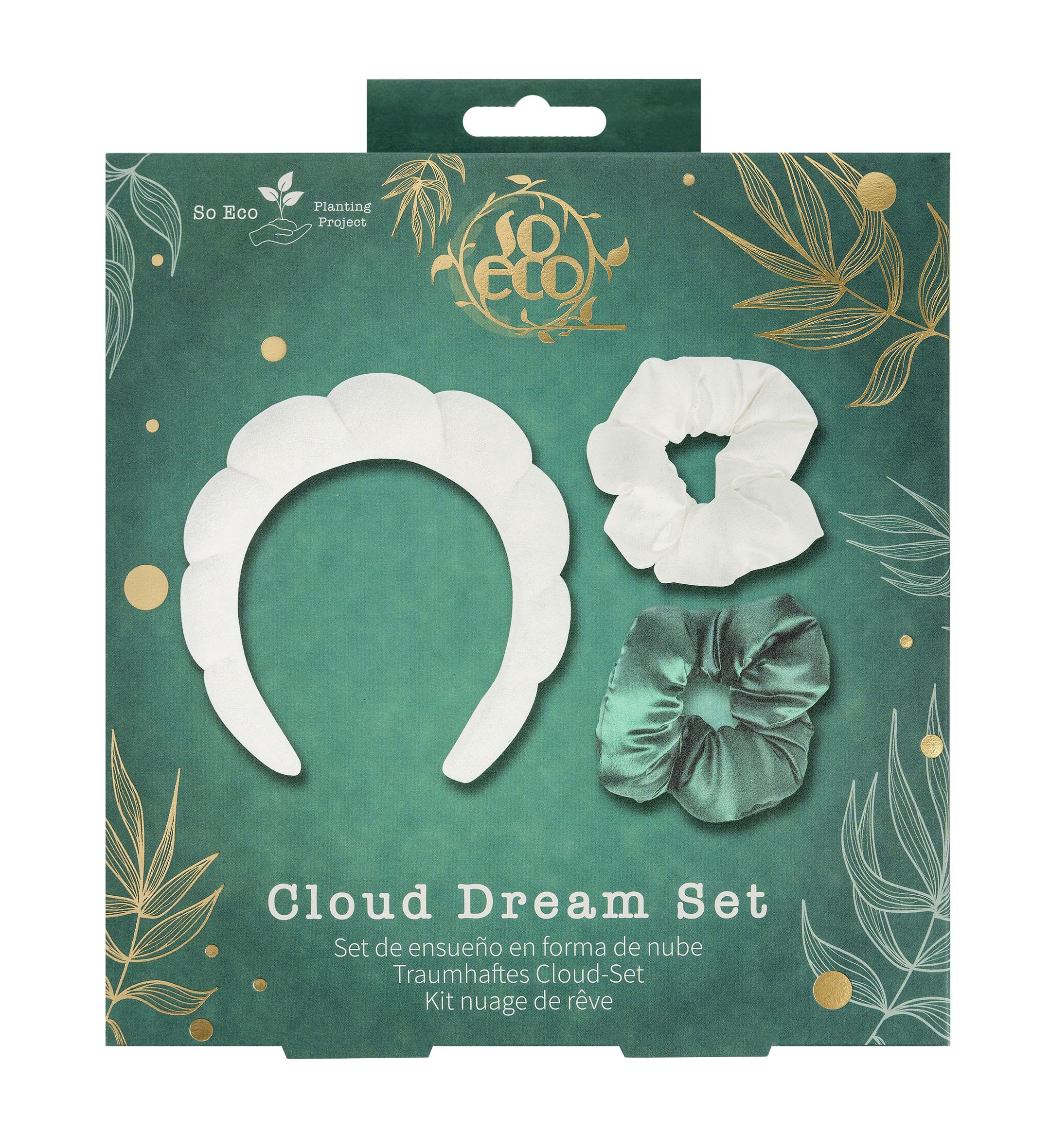 So Eco Cloud Dream Set – Haircare Accessories Cloud Headband & 2 Large Scrunchies for Skincare, Makeup & Beauty Routines