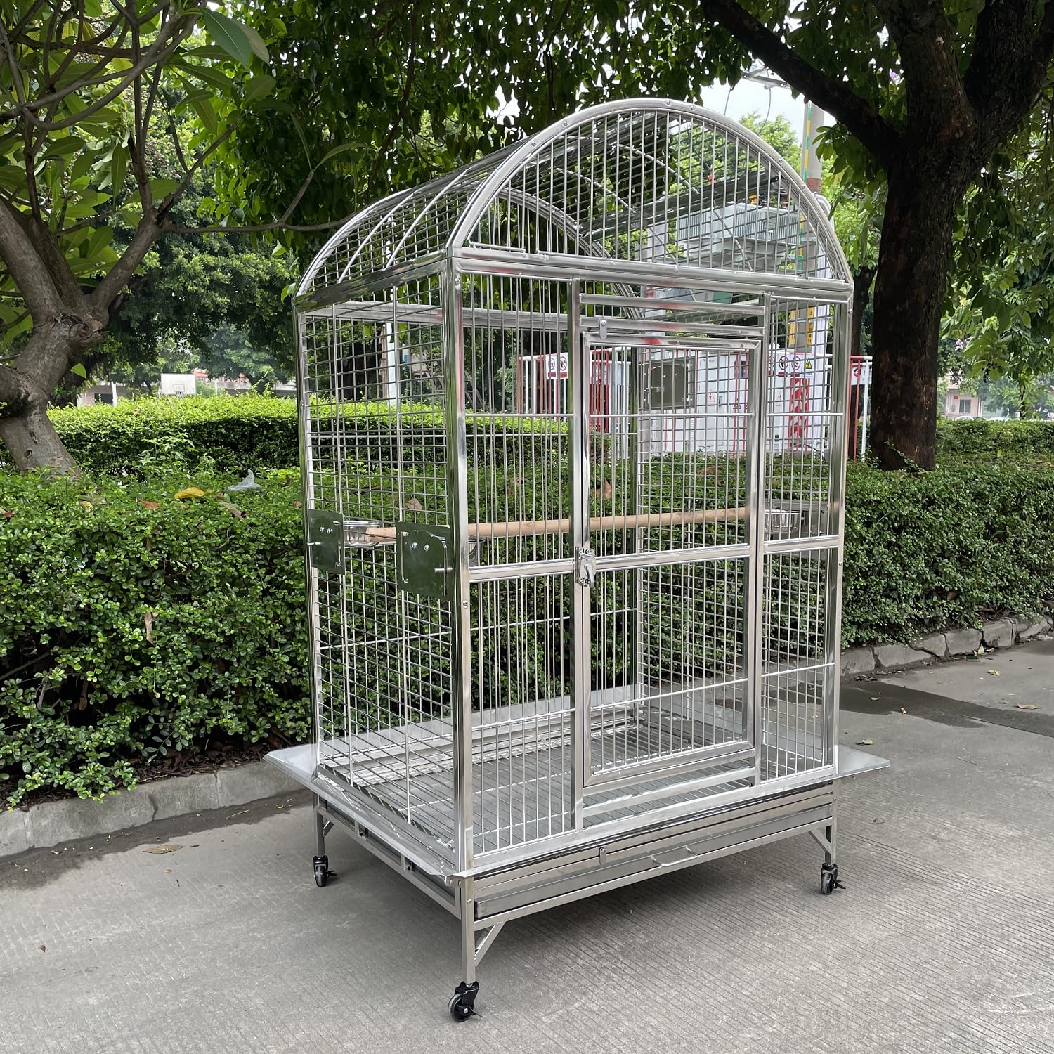 BMWPET SUS201 Stainless Steel Dome Top Style Bird Cage Parrot Cage 40"X30"X66"