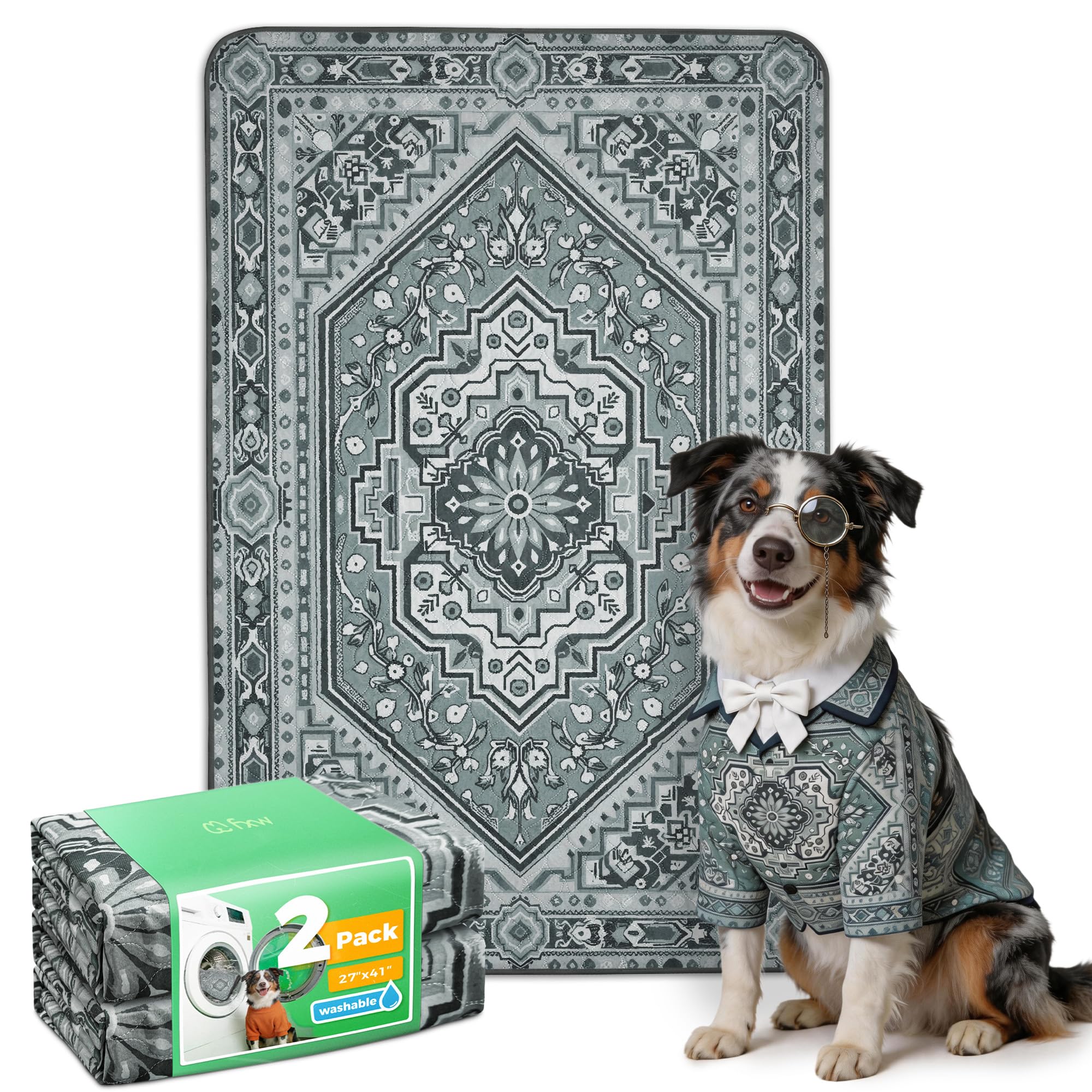 FXW Washable Pee Pads for Dogs, Super Absorbent, 27" x 41", 2 Packs