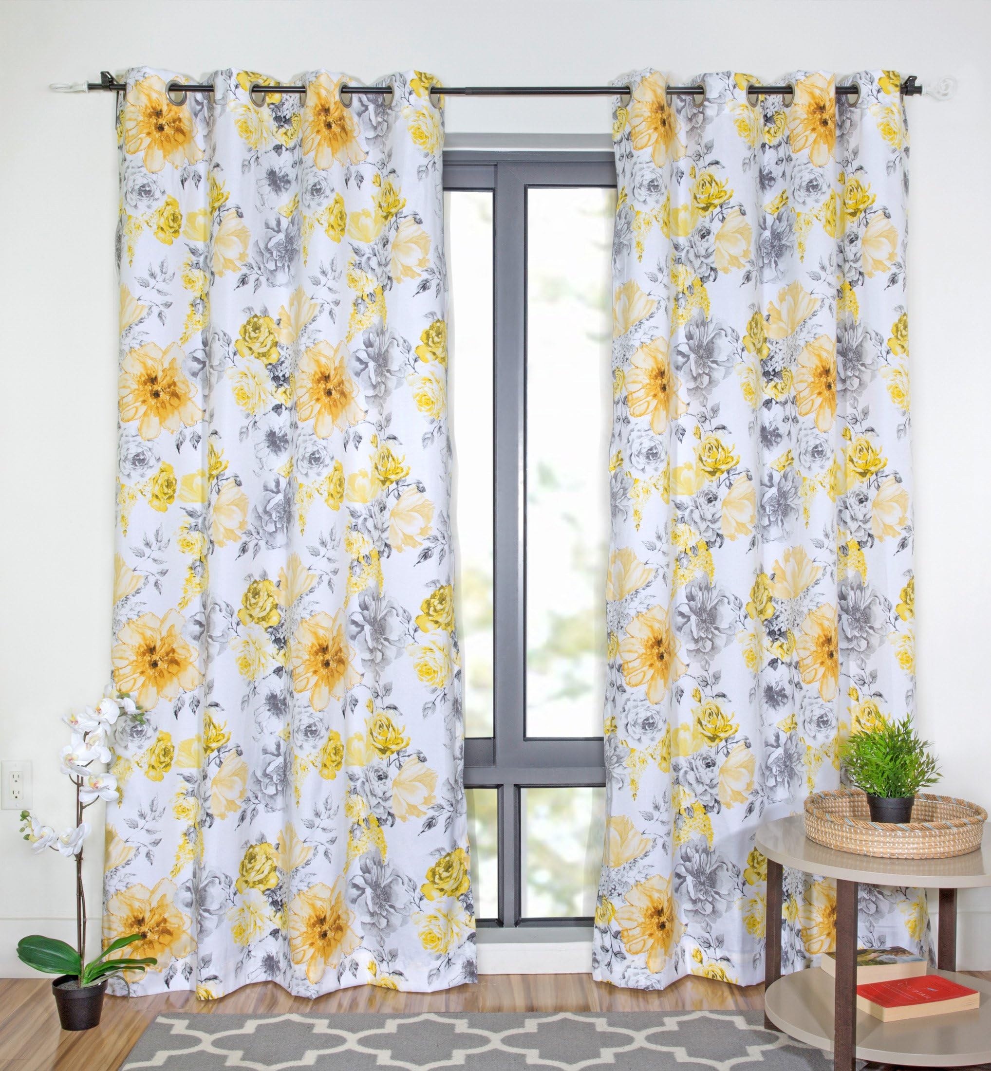 WRGHOME Blooming Grommet Home Curtains 50" X 84" Multi (2 Panels)