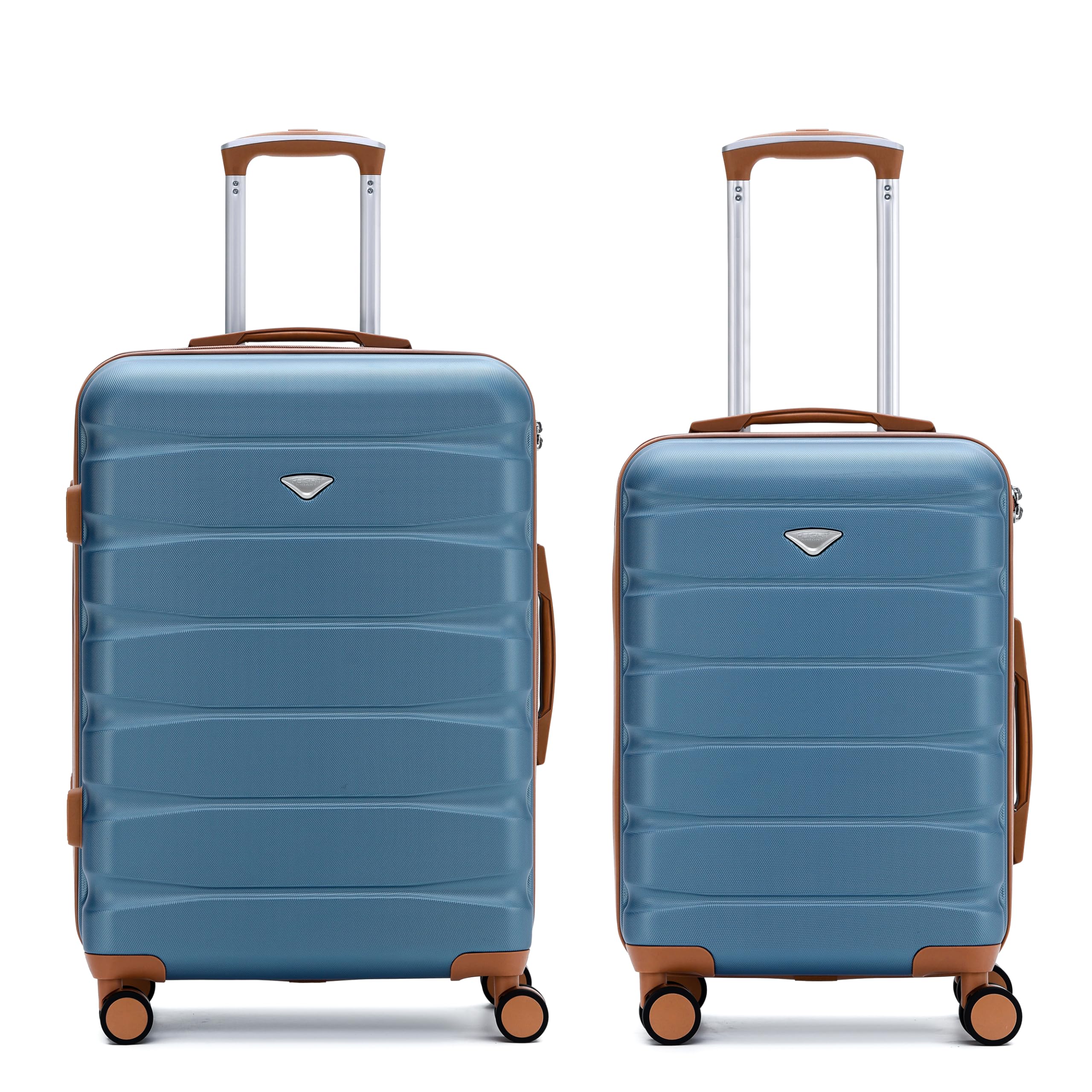 Flight Knight Luggage Sets - Carry-On & Medium 27" Checked Hardside Suitcase TSA Lock Silent Double Spinner Wheels - 22x14x9 Maximum Carry On Bag Size For American & United Approved Airlines