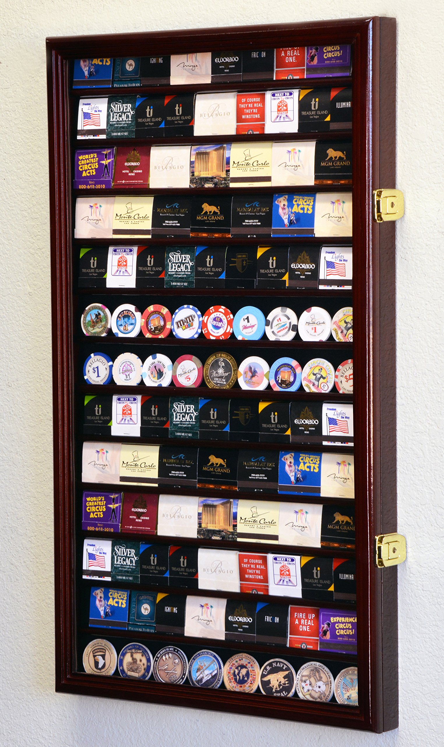 sfDisplay.com,LLC. 117 Matches Matchbook Display Case Cabinet Holder Rack Holds up to 117 Match Book or Boxes, 98% UV, Lockable (Cherry Finish)-picture-23