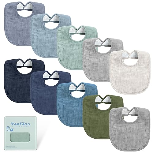 Miniatura 7 de Yoofoss Muslin Baby Bibs for Boy Girl 100% Cotton Bandana Bibs 10 Pack Baby Bibs for Drooling