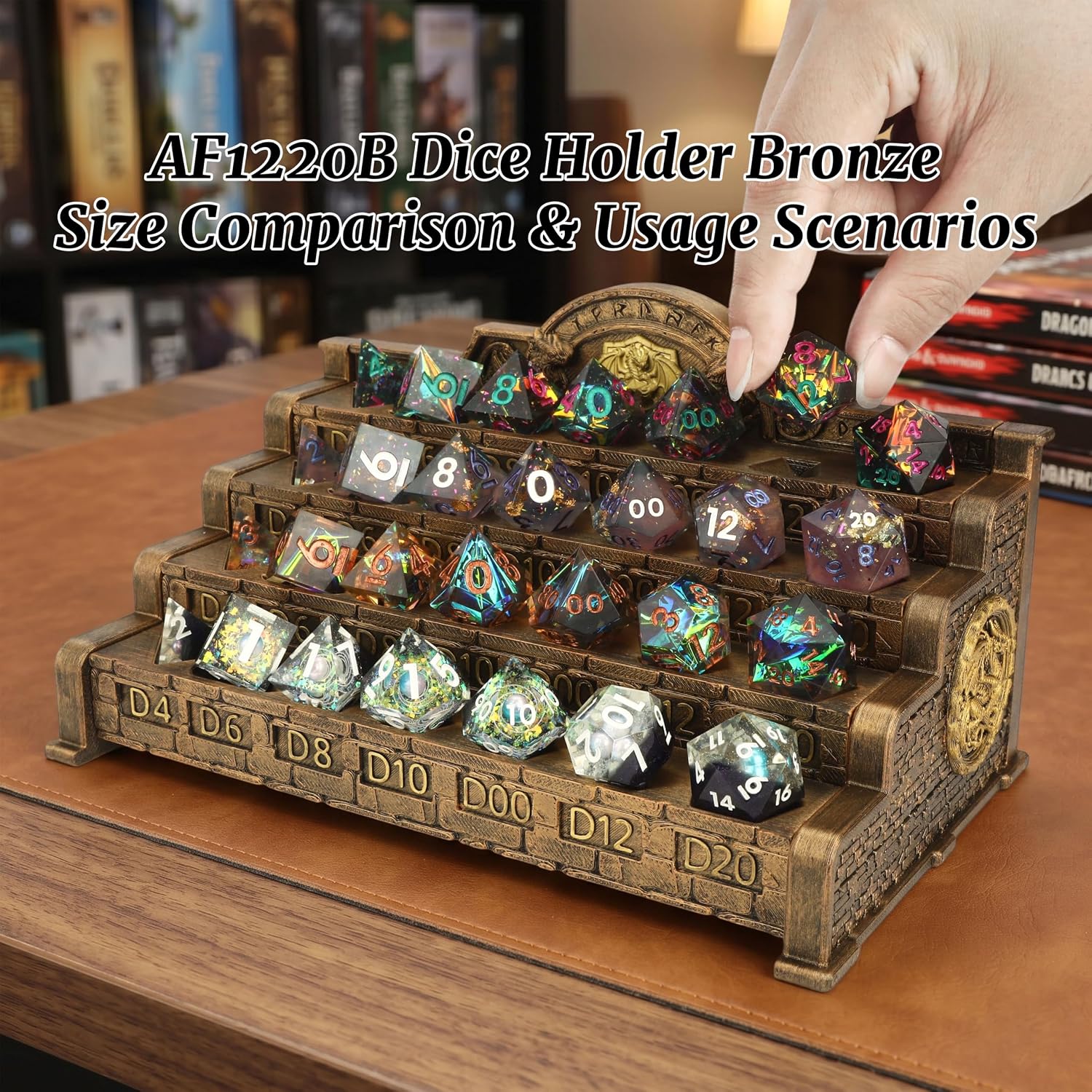 DND Dice Holder for TTRPG, Polyhedral Dice Display Stand for Game Night