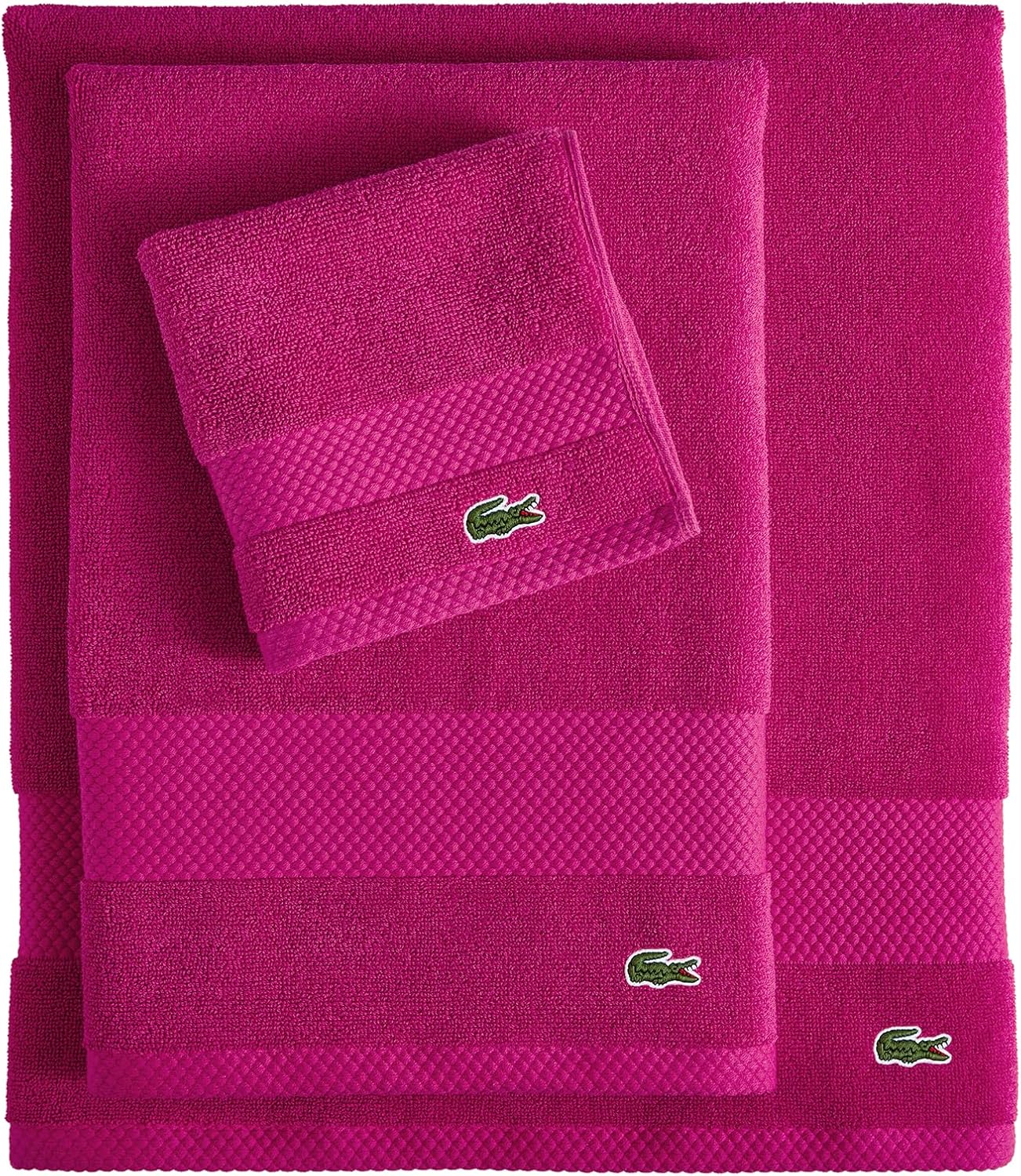 Lacoste Heritage 100% Supima Cotton Hand Towel, Magenta, 16" x 30" – Highly Absorbent & Quick Drying, Premium Super Soft Bath Towel, Bathroom Essential, Gift for All Occasions, Machine Washable - Image 4