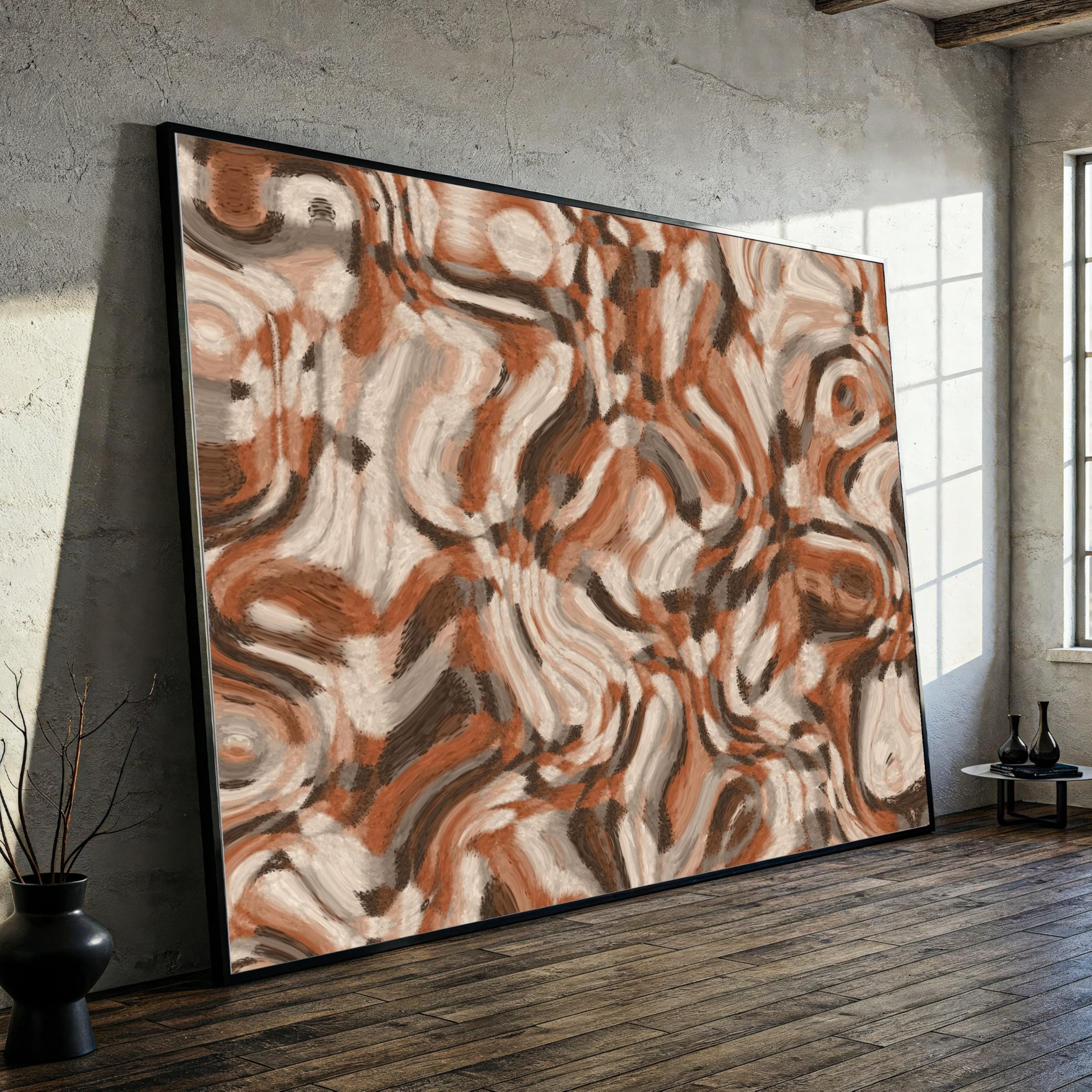 Toile abstraite vintage et art mural rétro pour réchauffer le mur - 8