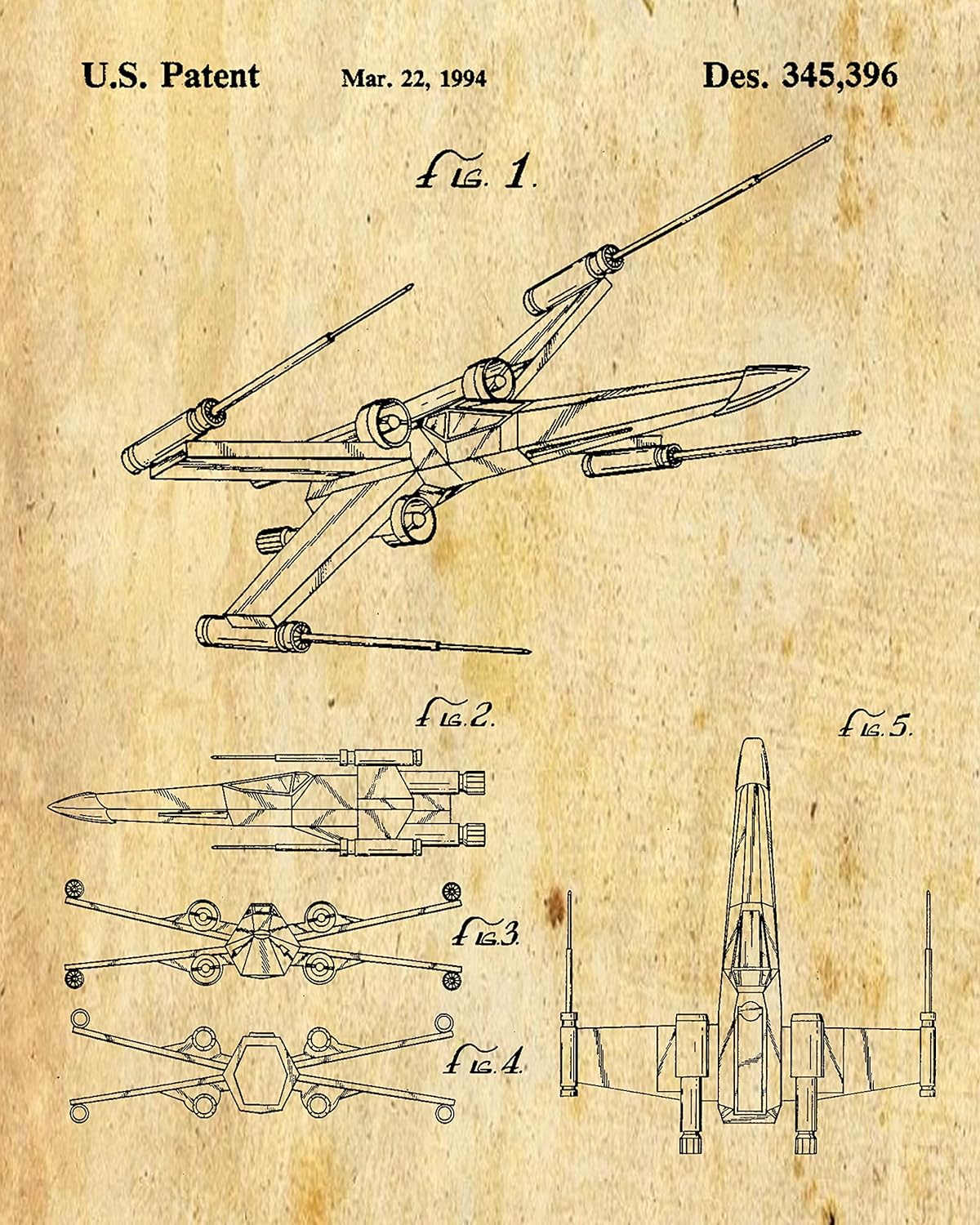 Vintage Star Vessels Vehicles - Set of 6 Wall Art Patent Prints - 8x10, Unframed | Décor for Men, Teen, or Boys Bedroom, Game, or Rec Room, Home Office, Man Cave, Comic-Con, Sci-Fi, and Movies Fan