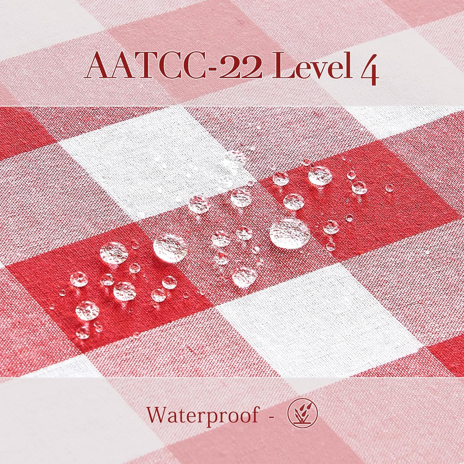 Waterproof Gingham Tablecloth Rectangle 95x55 Inch Cotton Checkered Table Cloth Buffalo Plaid Yarn Dyed Washable Table Cover for Easter Picnic Kitchen Dinner Outdoor BBQ & Party, Red and White