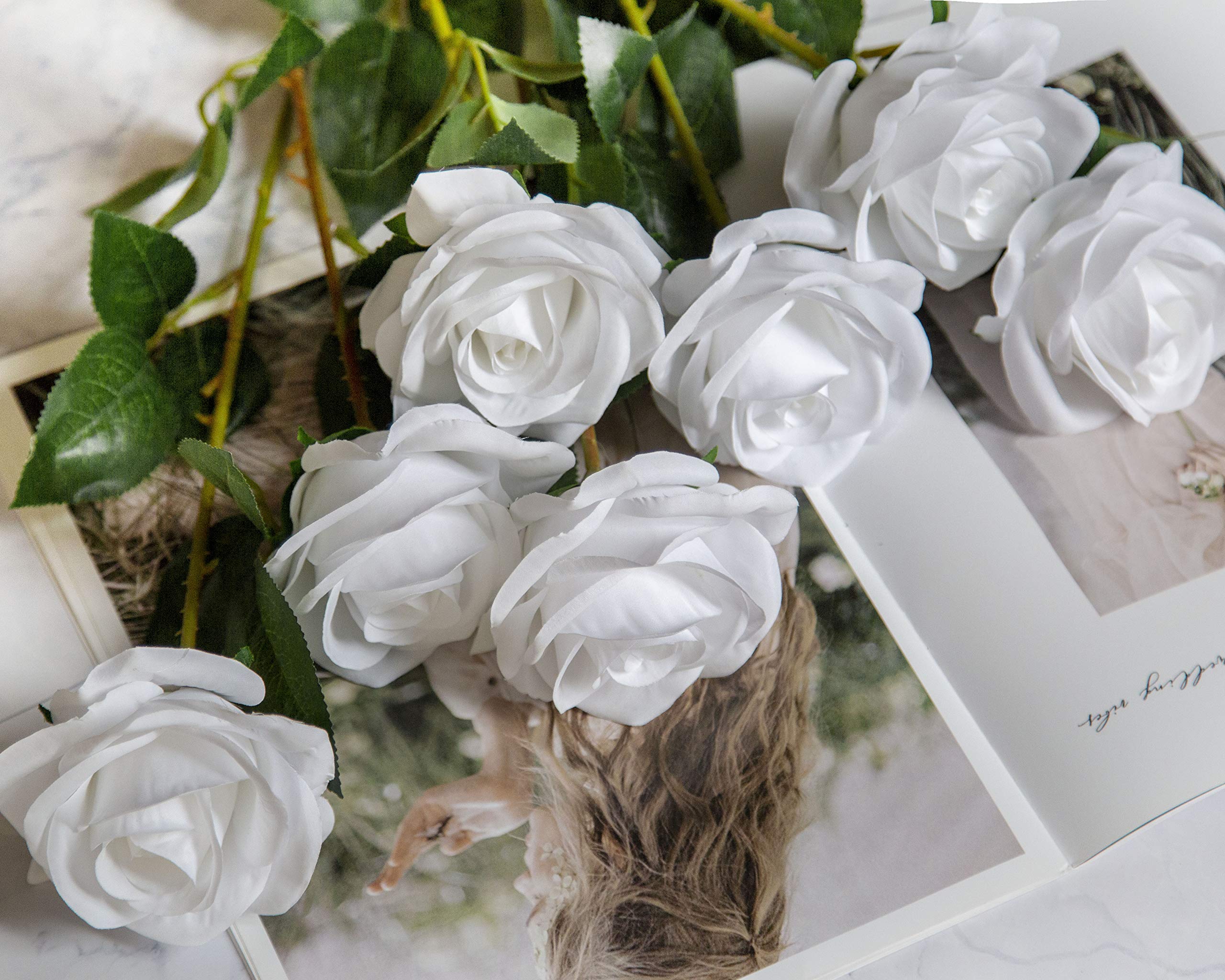 20 Rose Artificiali Con Steli Lunghi – Bouquet Di Rose Finte In Seta, Viola E Rosa, Per Decorazione Casa E Matrimonio (Altezza 51 Cm) - 2