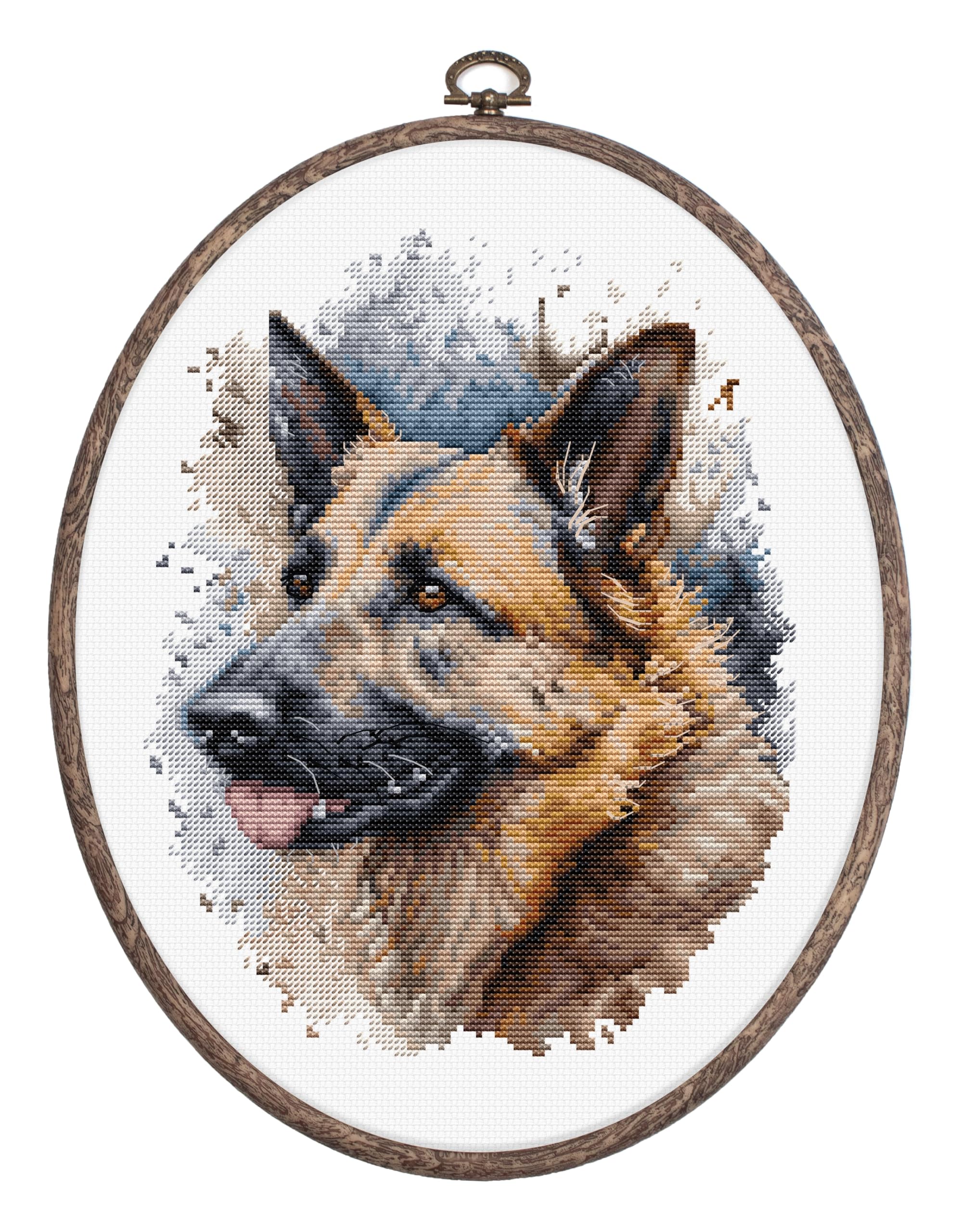 Luca-S The German Shepherd Cross Stitch Kit With Hoop Included - Bc214