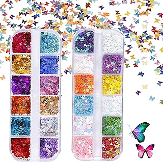 Belle Glitter Farfalla Chunky Sparkle Glitter per Corpo Viso Occhi Unghie Capelli per musica Festival MasqueradeParty 24 Colori