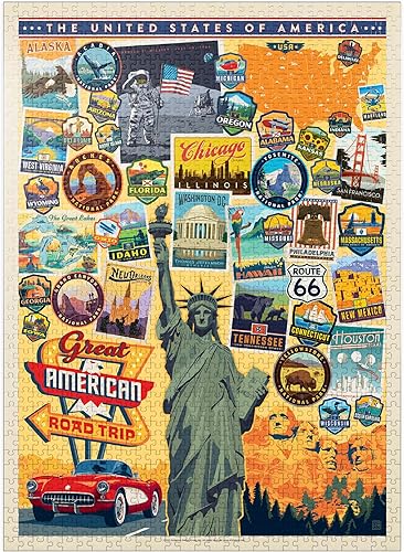 American Travel USA Collage póster vintage rompecabezas de 1000 piezas de primera calidad fabricado en Estados Unidos