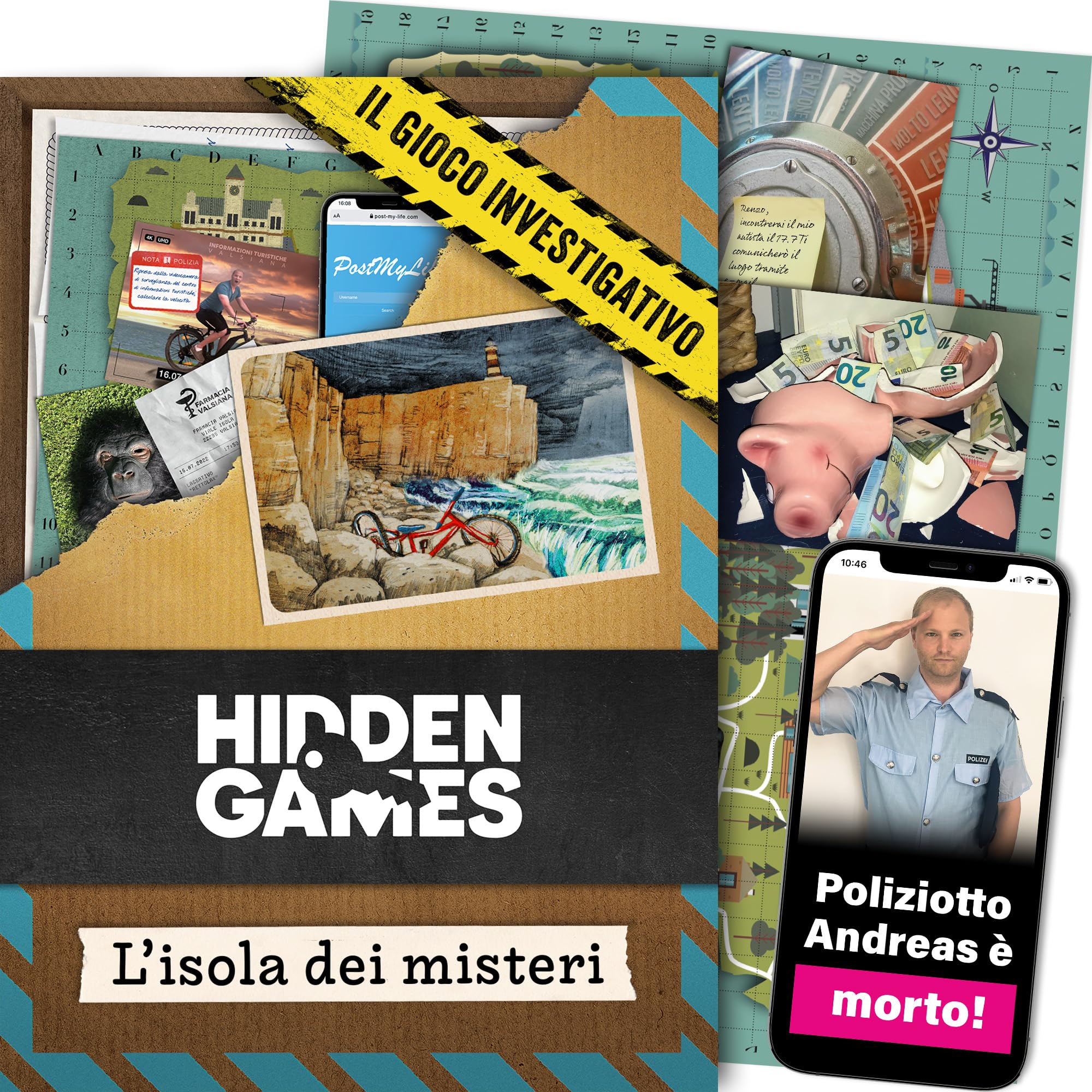 Hidden Games Luogo del Reato – L'isola dei misteri – Gioco investigativo, tipo Escape Room da tavolo, giochi nascosti, risolvi un caso, gioco detective, caso da risolvere