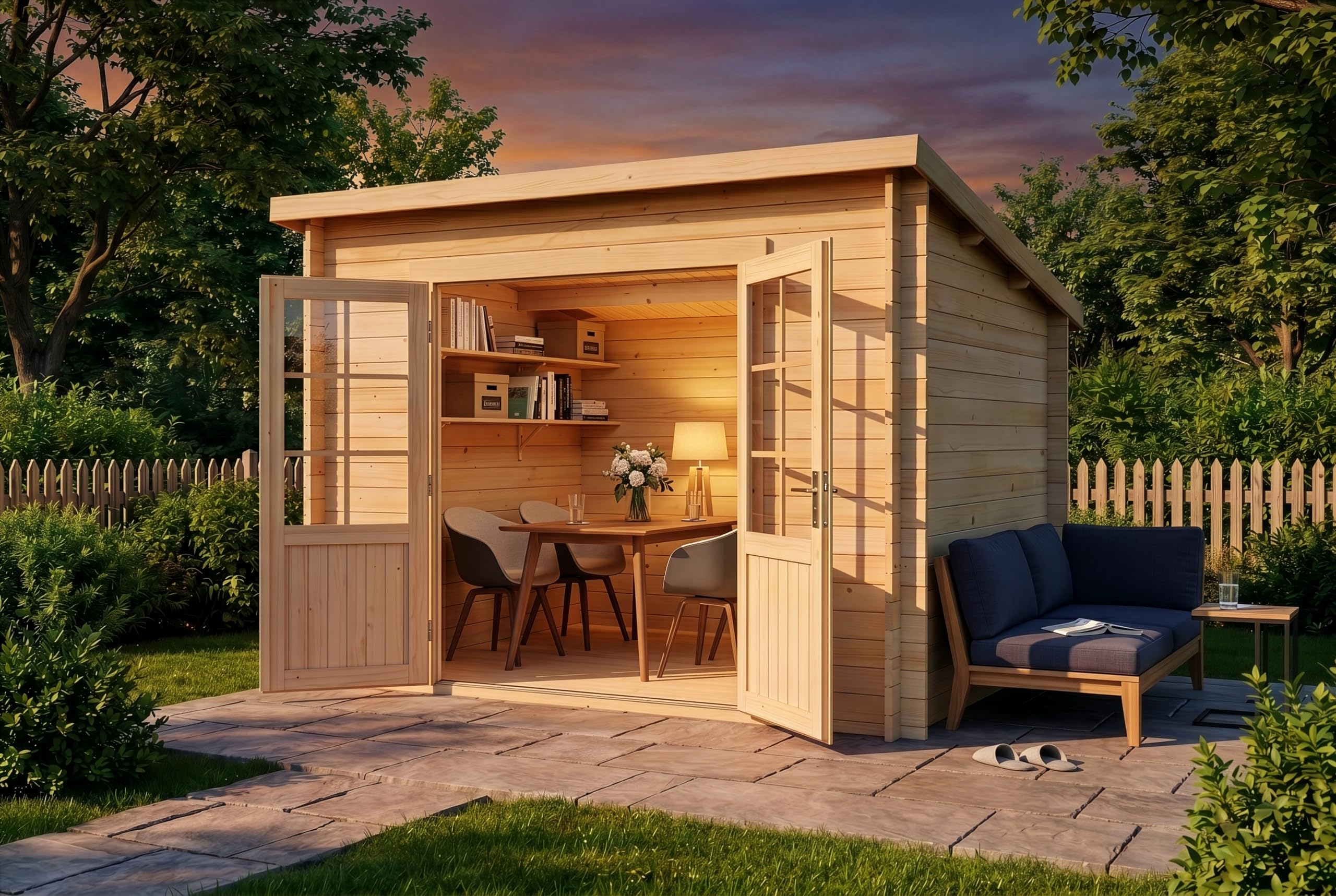 Alpholz Gartenhaus Maria aus Massiv-Holz | Gerätehaus mit 28 mm Wandstärke | Garten Holzhaus inklusive Montagematerial | Geräteschuppen Größe: 300 x 250 cm | Pultdach…