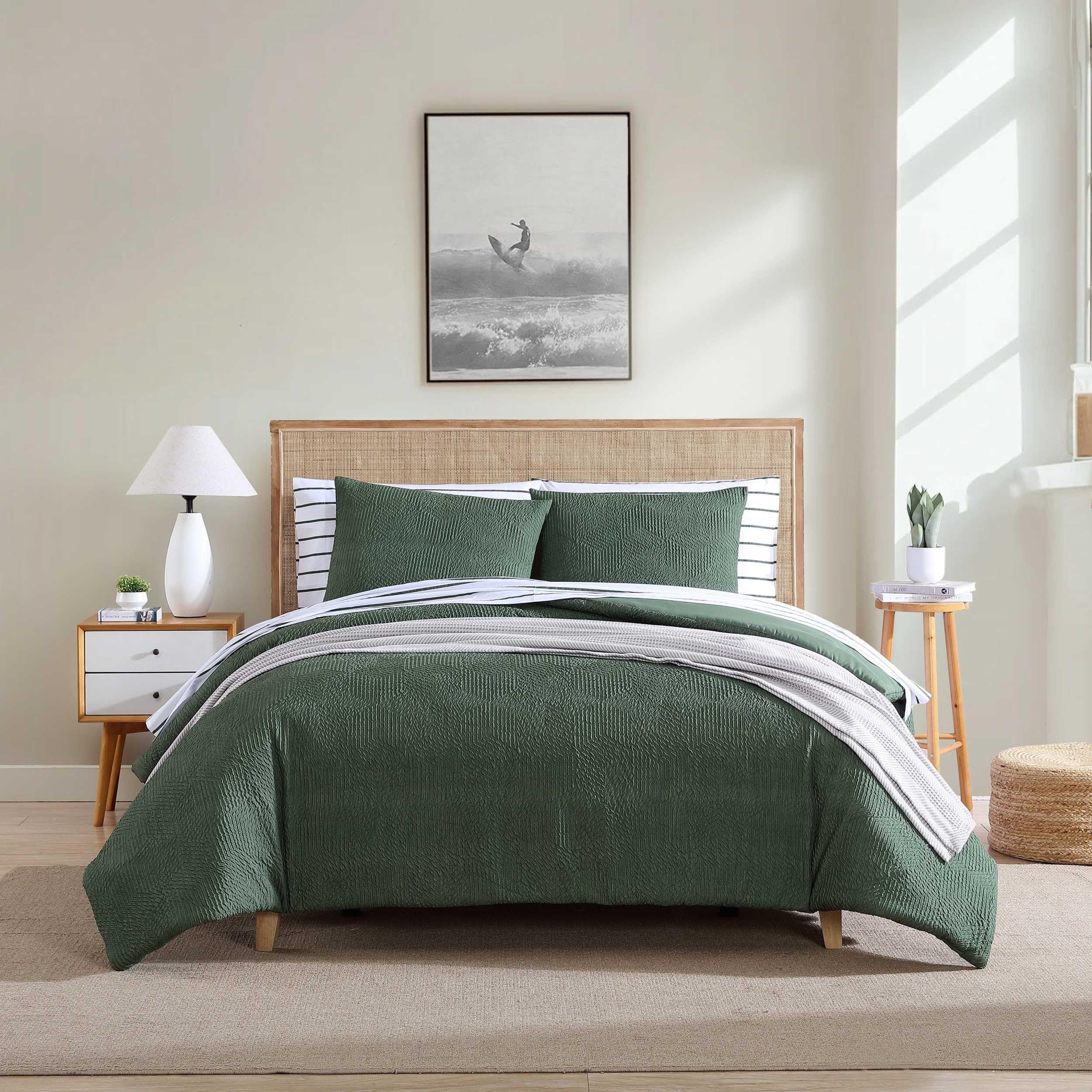 Nautica - Full/Queen Comforter Set, Embossed Microfiber Bedding with Matching Shams, All Season Bedding Set, Oeko-Tex Certified (Point Harbor Green,