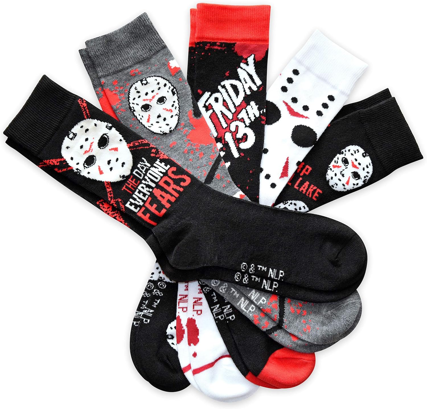 Hyp Friday the 13th Jason The Day Everyone Fears Men's Crew Socks 5 Pair Pack - Image 2