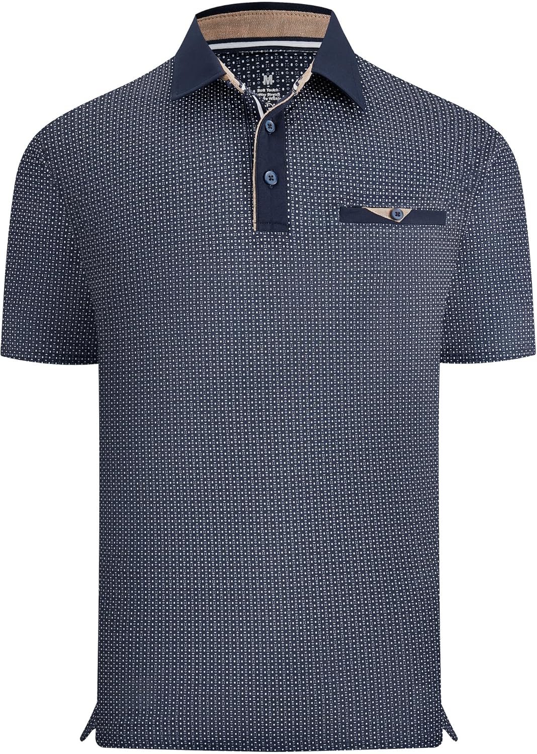 Esabel.C Men's Golf Polo Shirts Print Moisture Wicking Short Sleeve Dry Fit Stretch Polo Shirts for Men