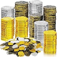 Vista 1 de Hanaive 100 monedas de pirata de plástico falsas réplicas de monedas españolas para fiesta pirata, tesoros, tabla de cofres, cosplay, San Patricio