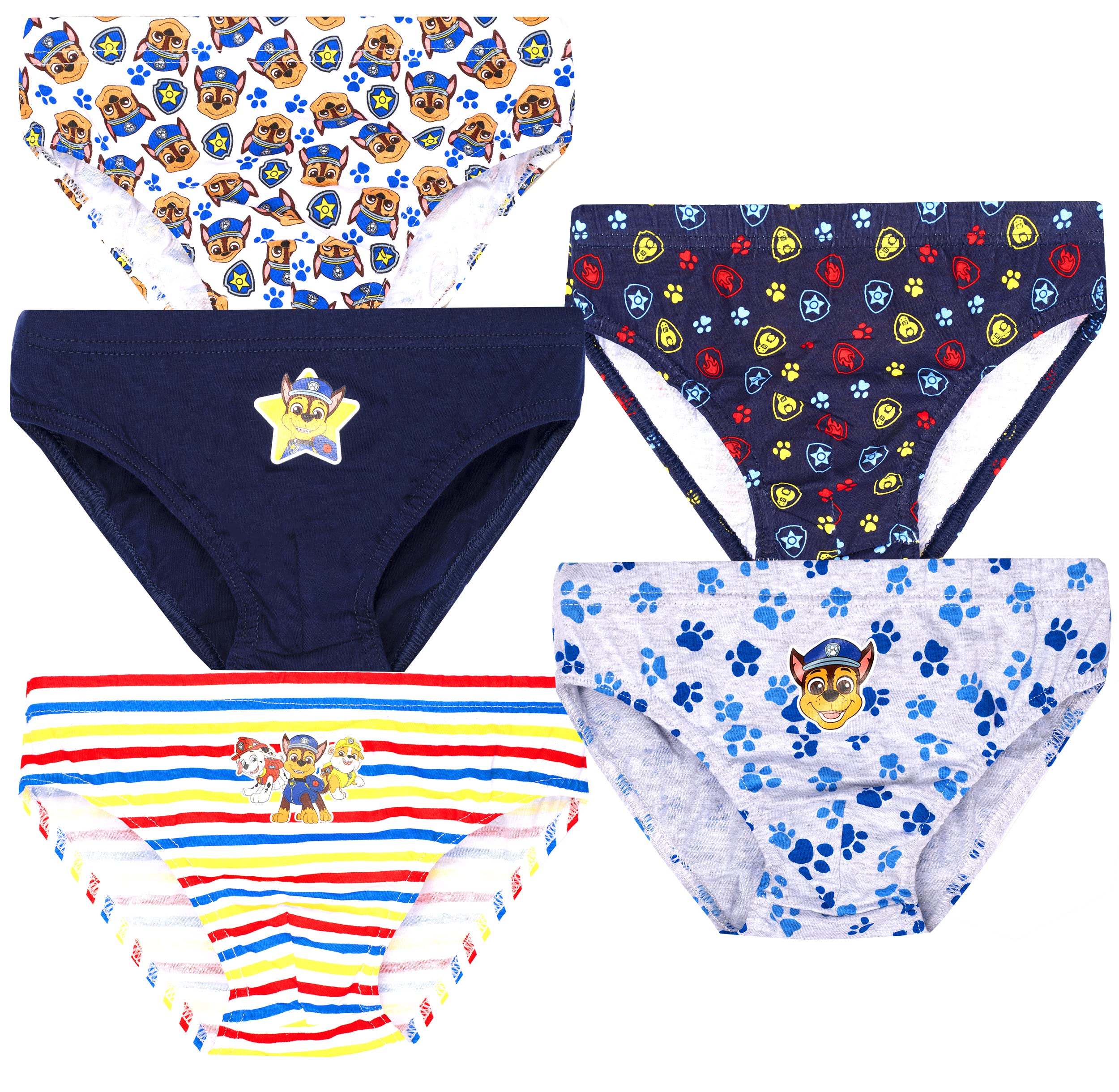 Paw Patrol - Confezione Multipla di Biancheria Intima - Pantaloni da 5 Pezzi - Pantaloni in Cotone 100% - varietà di Design dei Personaggi