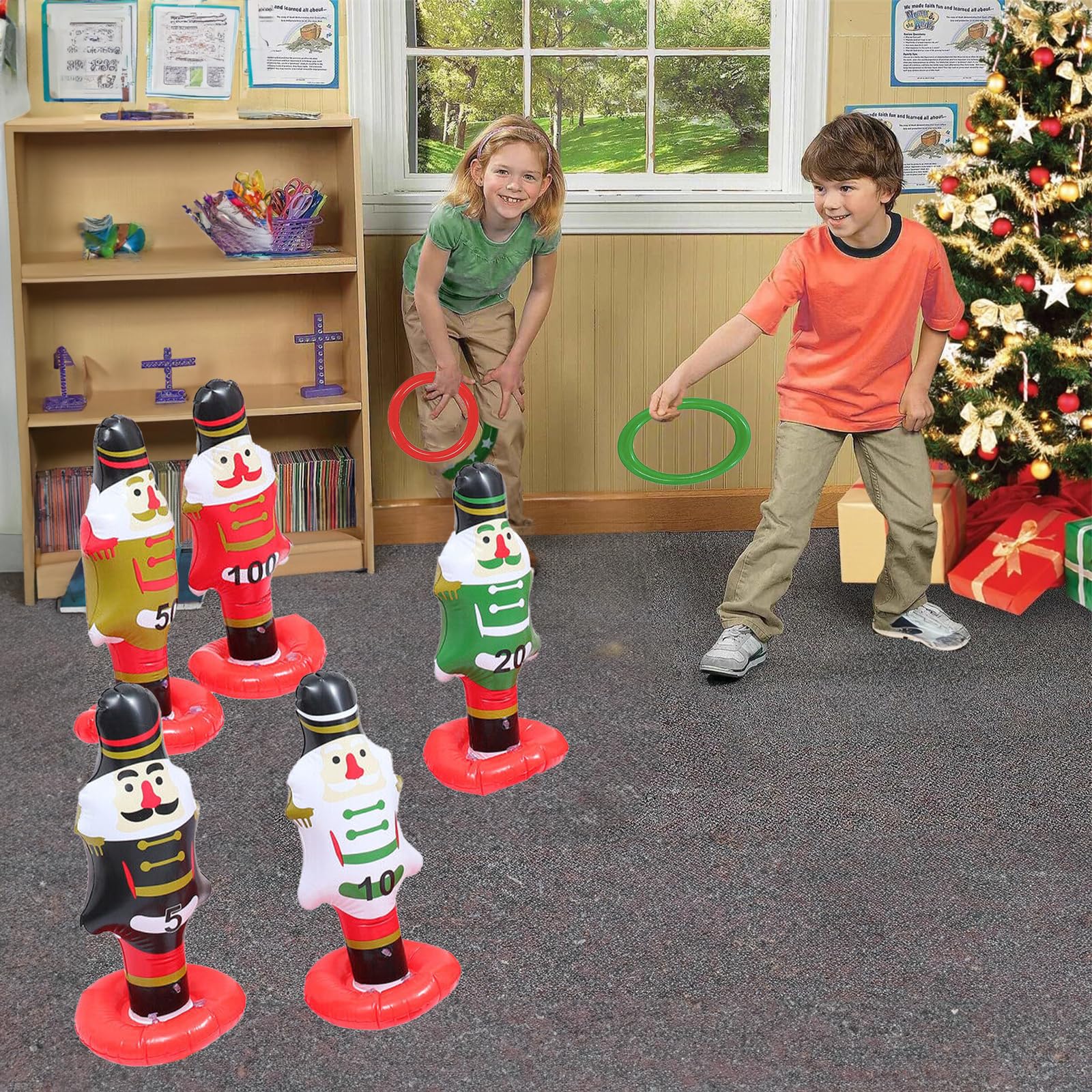 Produktbild von Aufblasbares Weihnachtsbaum Ringwurfspiel - 45cm