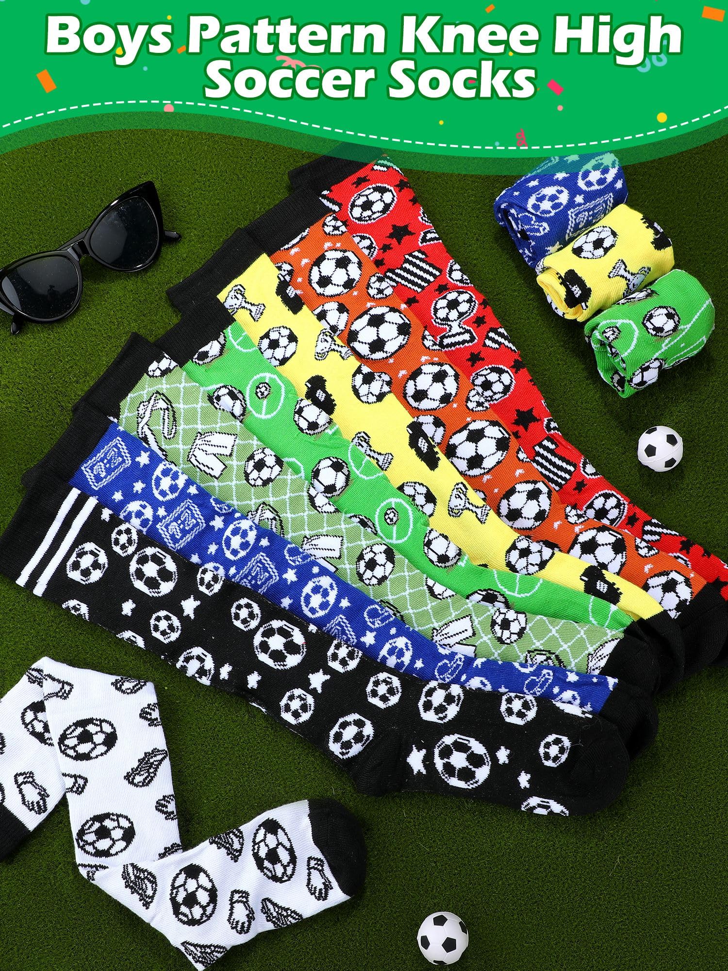 8 pares de calcetines de fútbol hasta la rodilla para niños, calcetines deportivos de fútbol para jóvenes, regalos de fútbol de Navidad