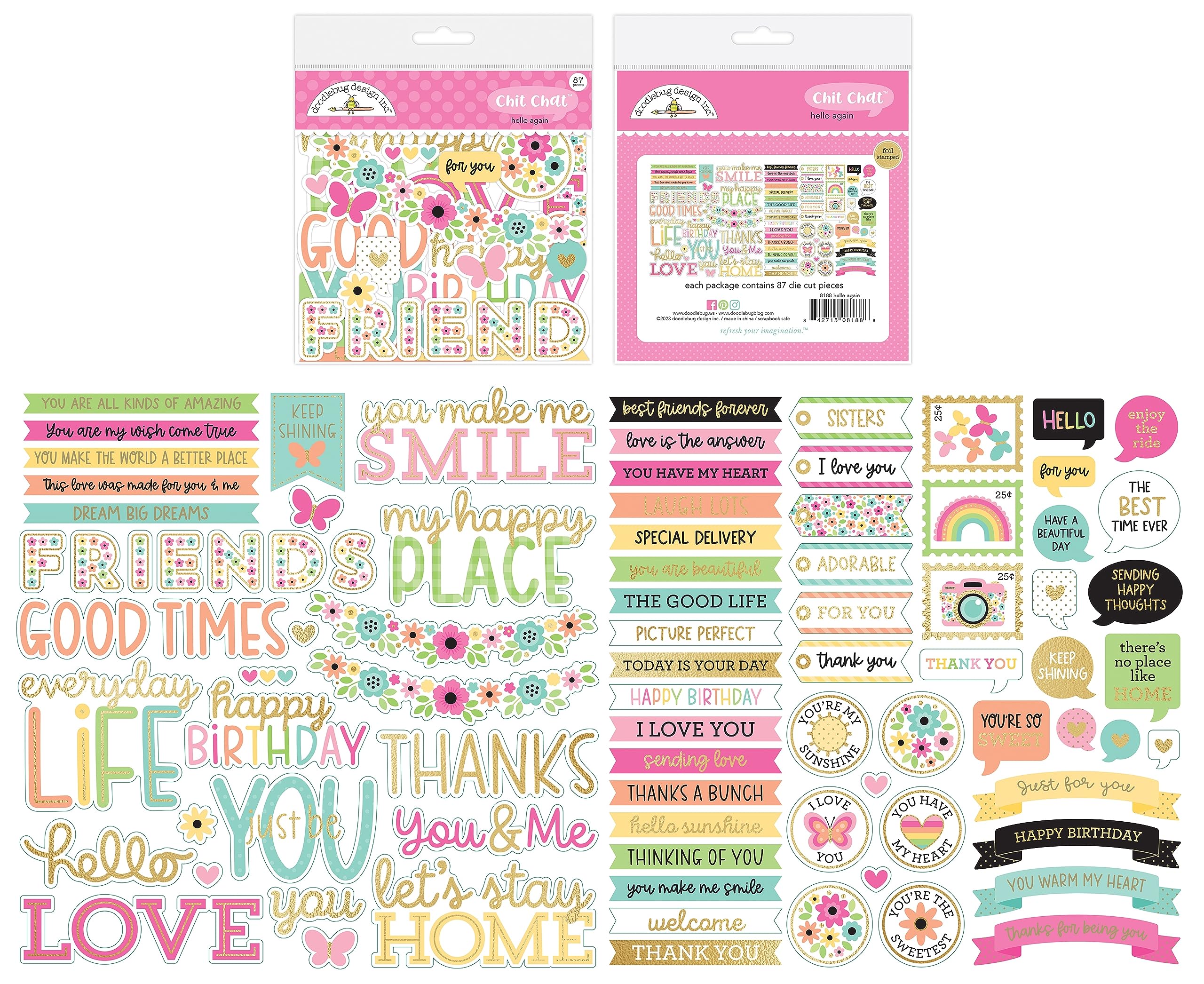 Doodlebug Odds & Ends Chit Chat Die-Cuts-Hello Again