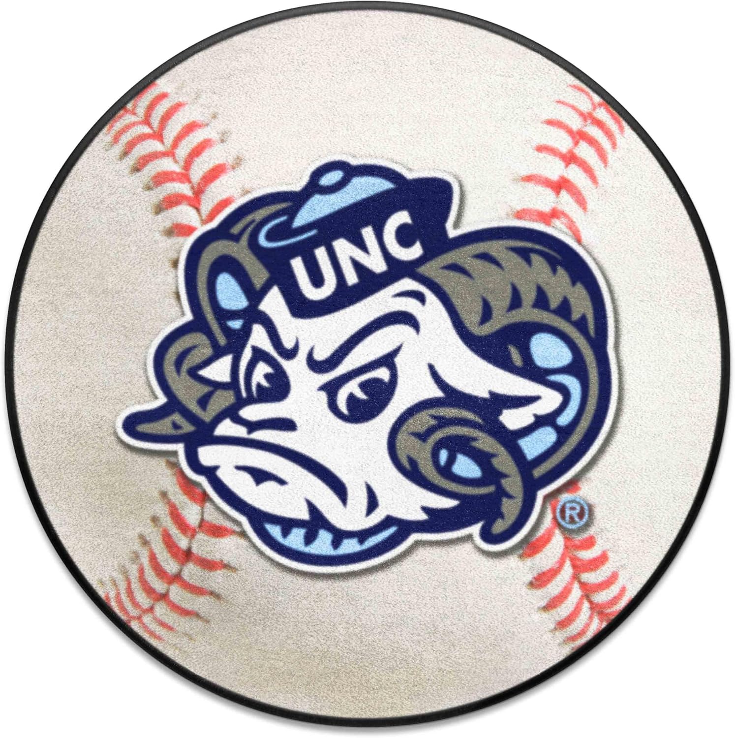 FANMATS 2402 North Carolina Tar Heels Baseball Shaped Accent Rug - 27in. Diameter - "Ram" Logo