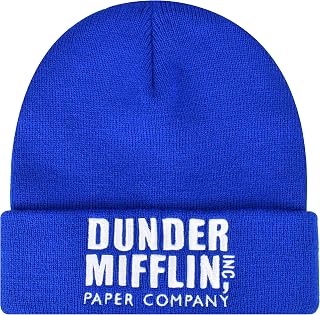 Concept One The Office Dunder Mifflin Paper Company Cuffed Knit Acrylic Beanie Hat, Blue, One Size, Blue, One Size