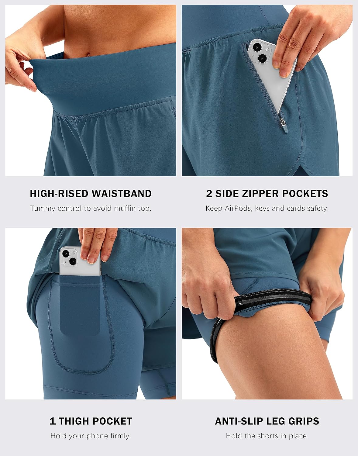 Bikewa Women's Mountain Bike Shorts 4D Padded Cycling Riding Biking Bicycle Biker Cycle Shorts for Women Zipper Pockets - Image 5