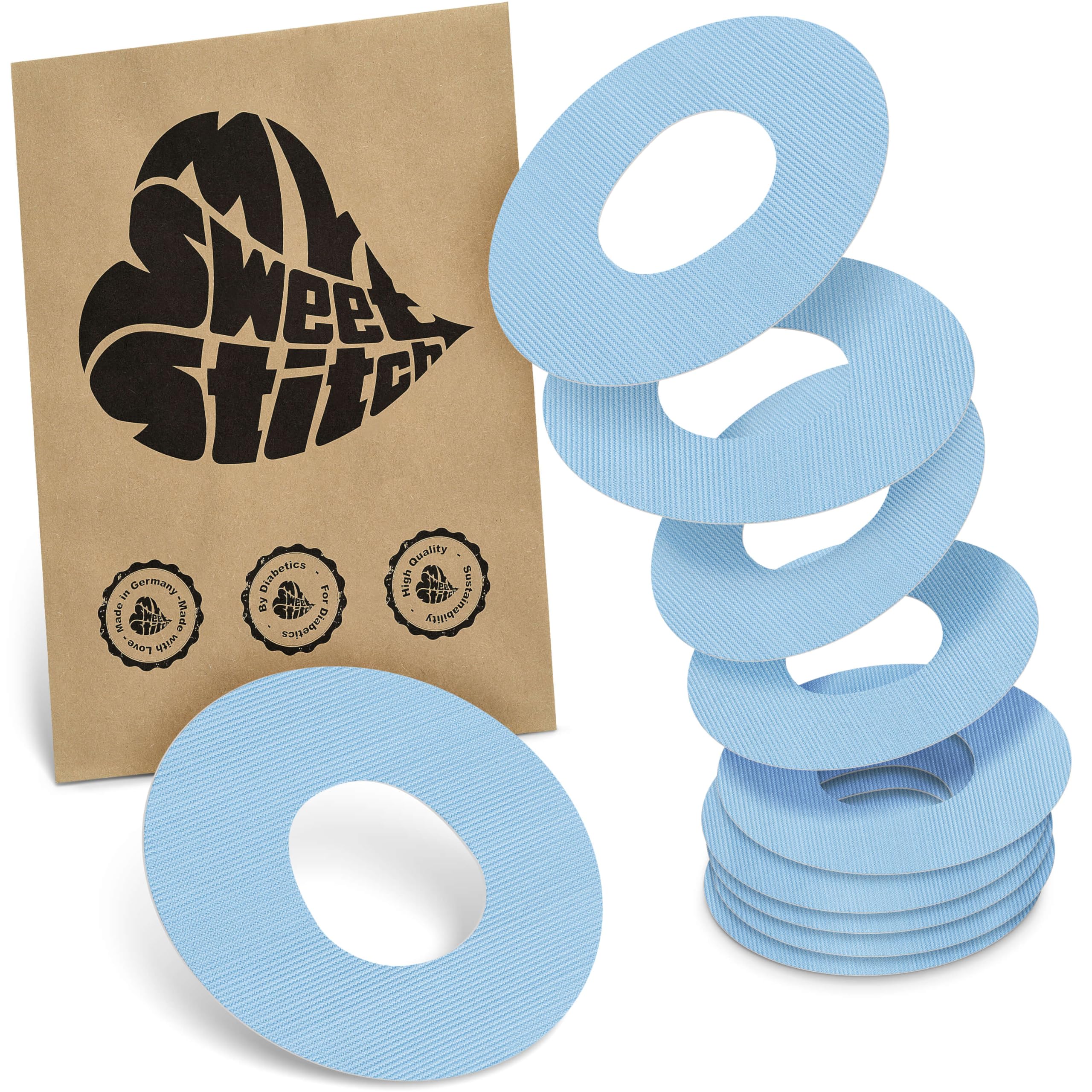 MySweetStitch - 10 x FreeStyle Libre 1 & 2 cerotti sensore, Overpatch ovale 70 x 55mm, con foro di ventilazione, cerotto impermeabile, traspirante, delicato sulla pelle, Viola