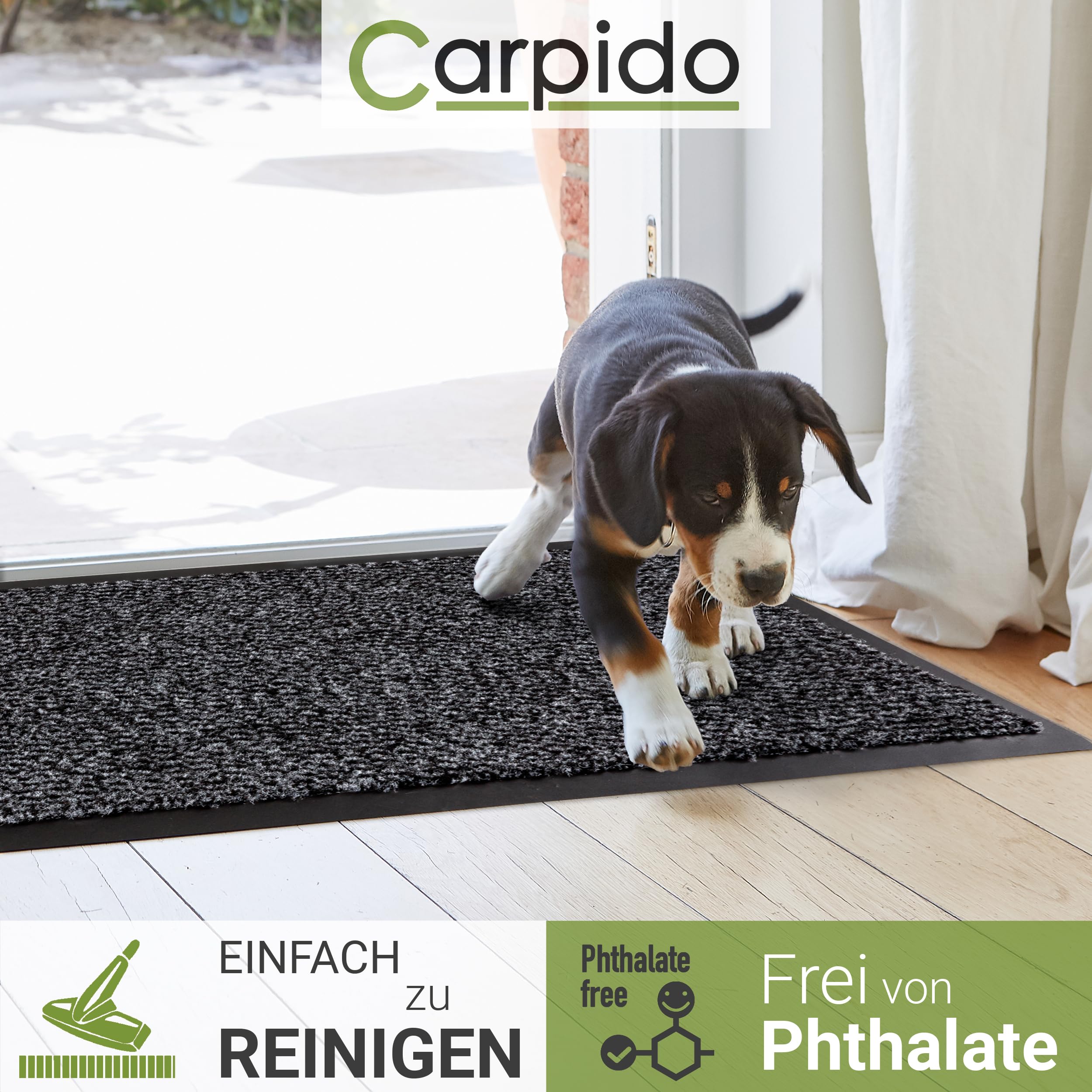Carpido Fußmatte 90 x 150 cm Grau meliert für Innen - Klassischer Türvorleger schnelltrocknend - rutschfeste Sauberlaufmatte - Langlebige Türmatte | Rutschfeste Fußmatte Innenbereich Türvorleger schnelltrocknend Sauberlaufmatte langlebig Türmatte leicht z