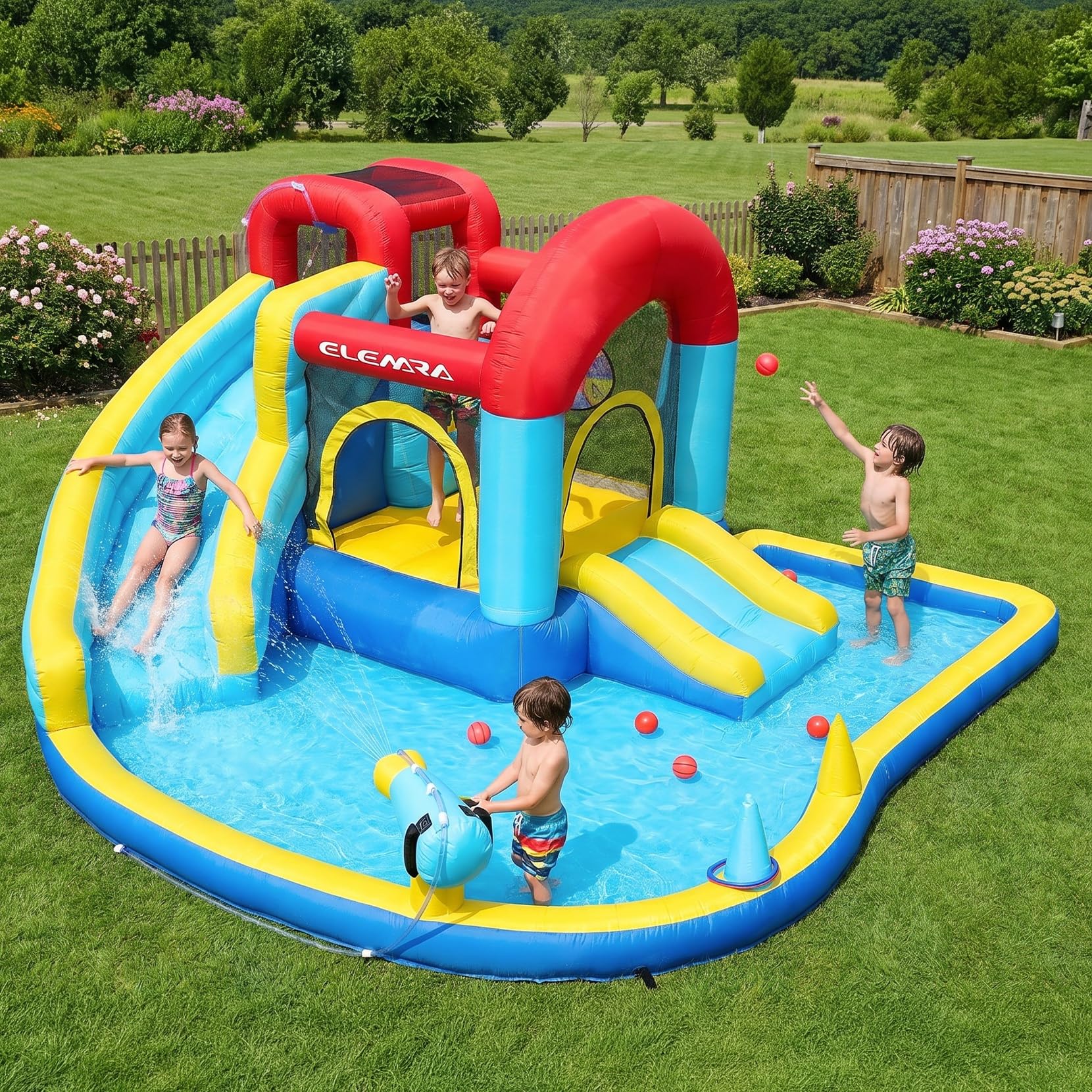 Photo 1 of ELEMARA Inflatable Water Slide Bounce House for Kids