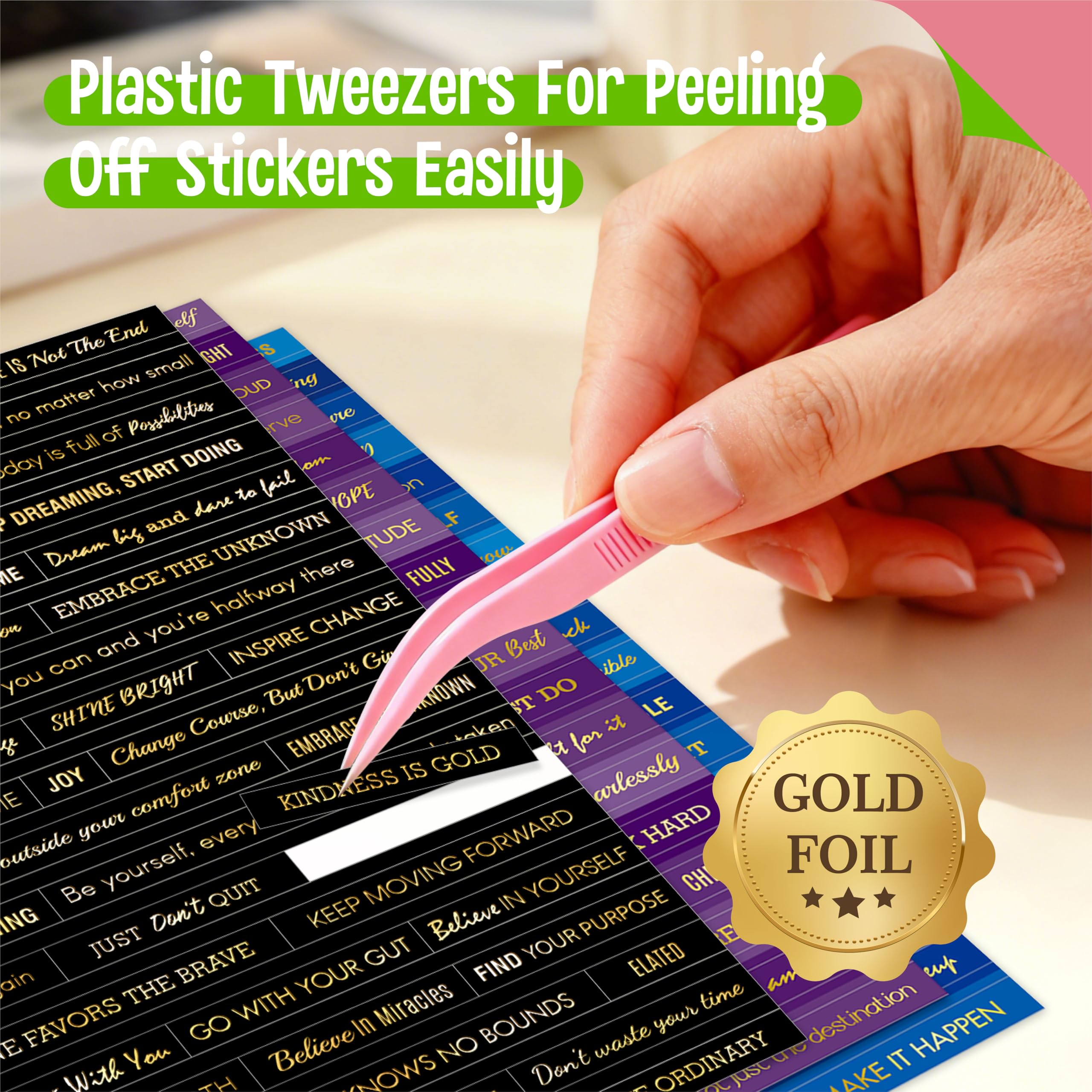 2398 Quote Stickers - Gold Foil, Journal & Scrapbook -5