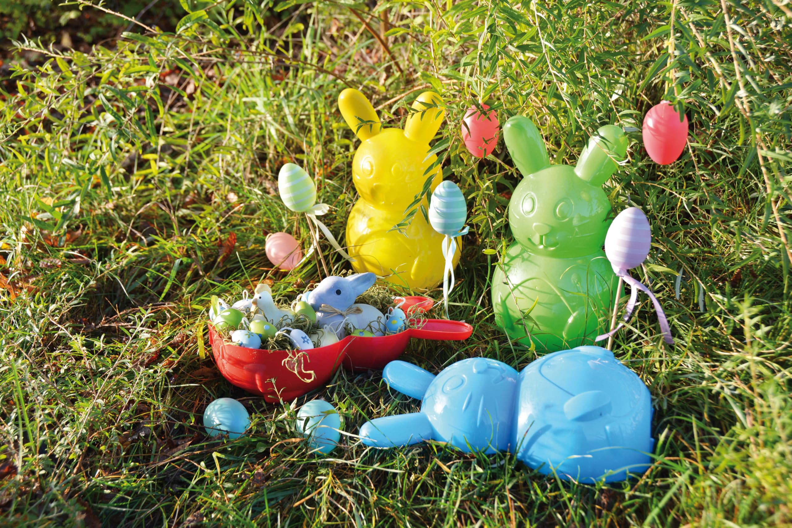 Zestaw 12 foremek do piasku, zając – kolorowe foremki 3D na piasek i plażę – trwałe gniazdo wielkanocne do napełniania – 15 x 25,5 x 7,5 cm
