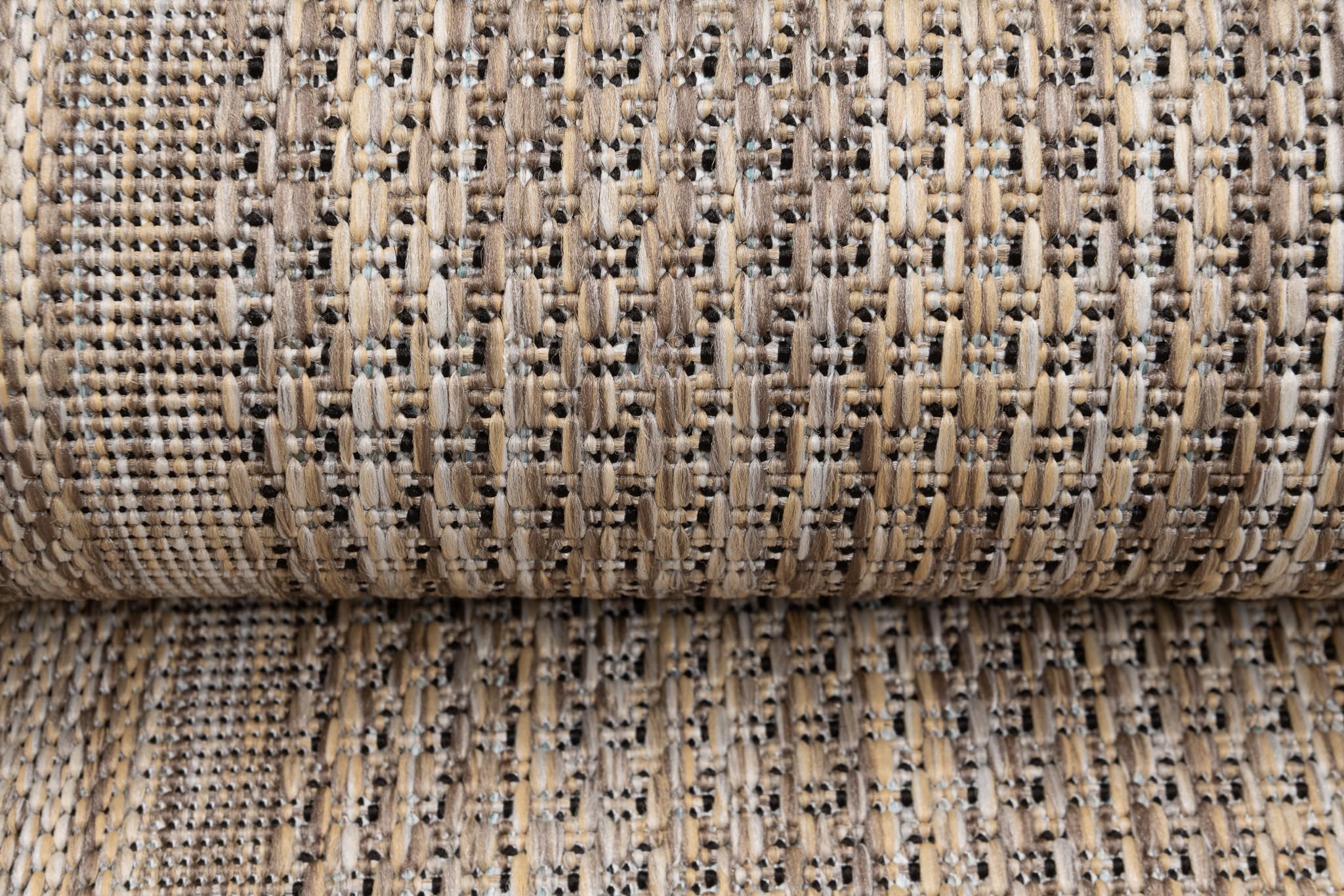TAPISO Melissa Teppich Läufer Flur Outdoor Indoor Braun Schwarz Modern Design Wetterfest UV-beständig Wohnzimmer Balkon Terrasse ÖKO-TEX 100 x 400 cm