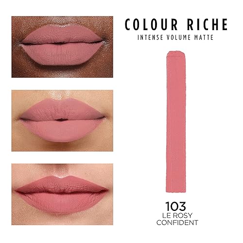 Vista 52 de L'Oréal Paris Colour Riche - Lápiz labial mate de volumen intenso, maquillaje labial con ácido hialurónico para hasta 16 horas de uso, rosa