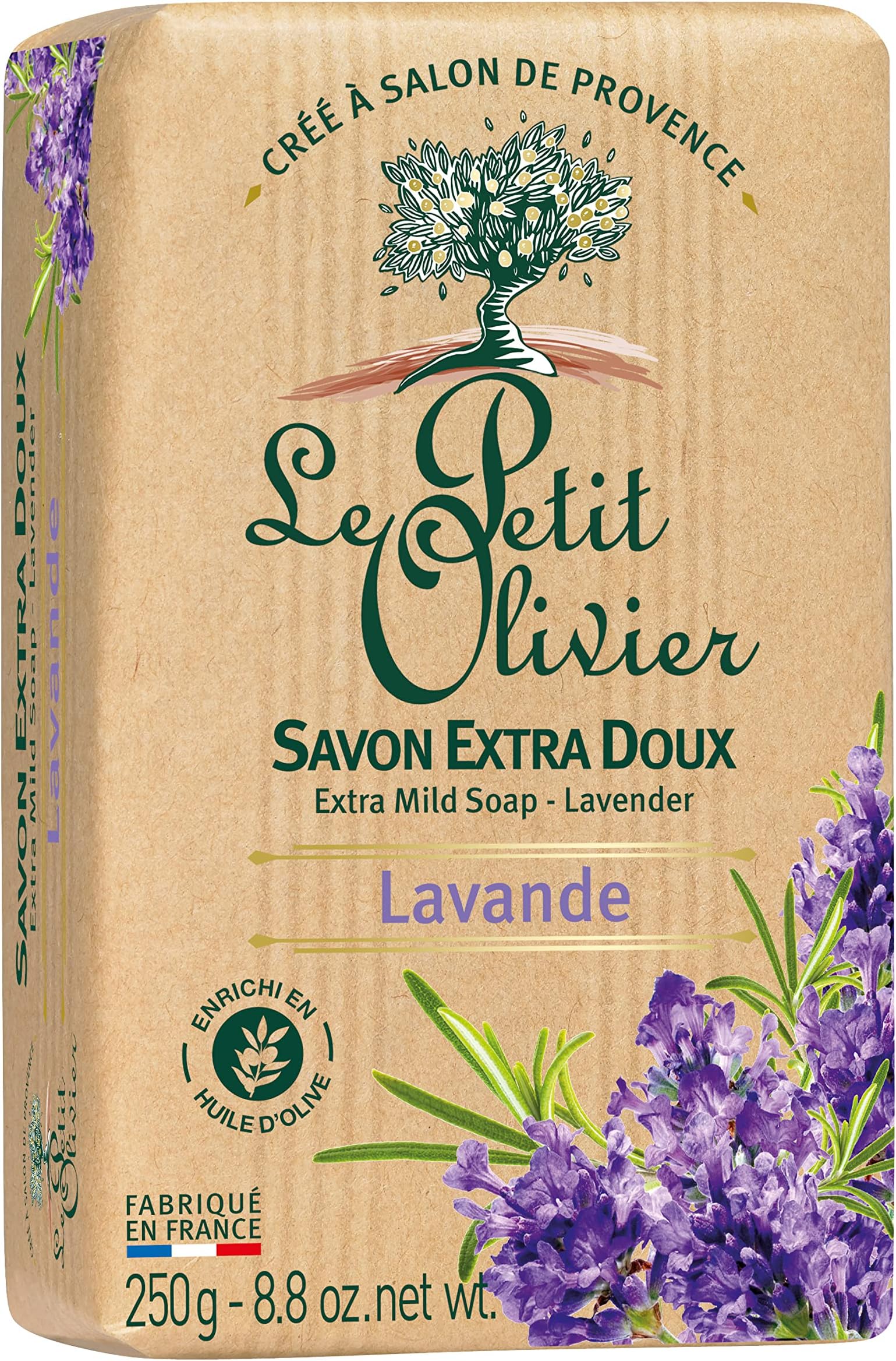 Extra Mild Soap - Lavender - Gently Cleanses Skin - Delicately Perfumed - Vegetable Origin Based - 8.8 Oz
