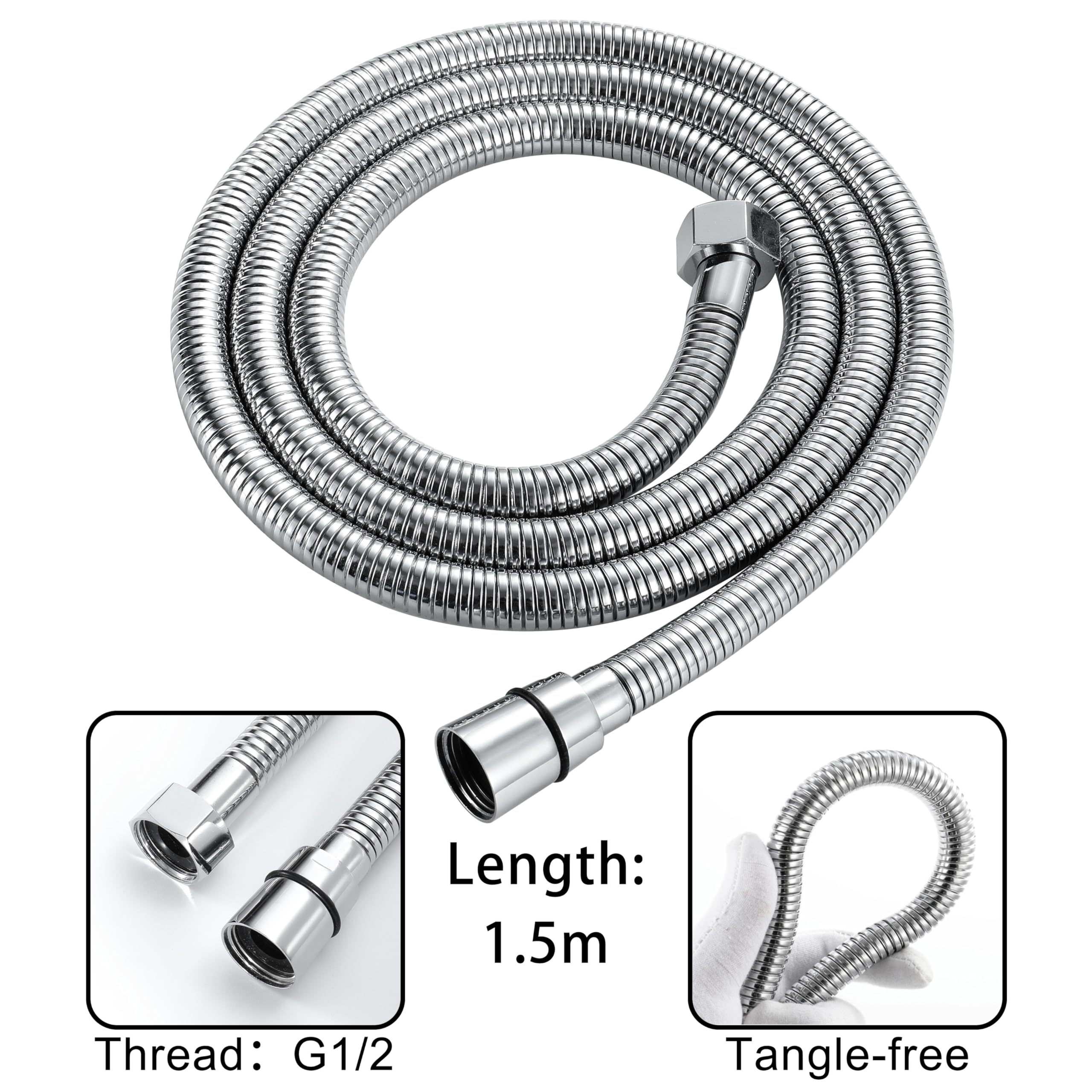 Alcachofa De Ducha, Cabezal De Ducha, 2 Modos De Chorro, Alta Presión, Manguera Antideflagrante De 1,5 M, Boquillas De Silicona Antical, Compatible Universalmente, con Soporte De Montaje