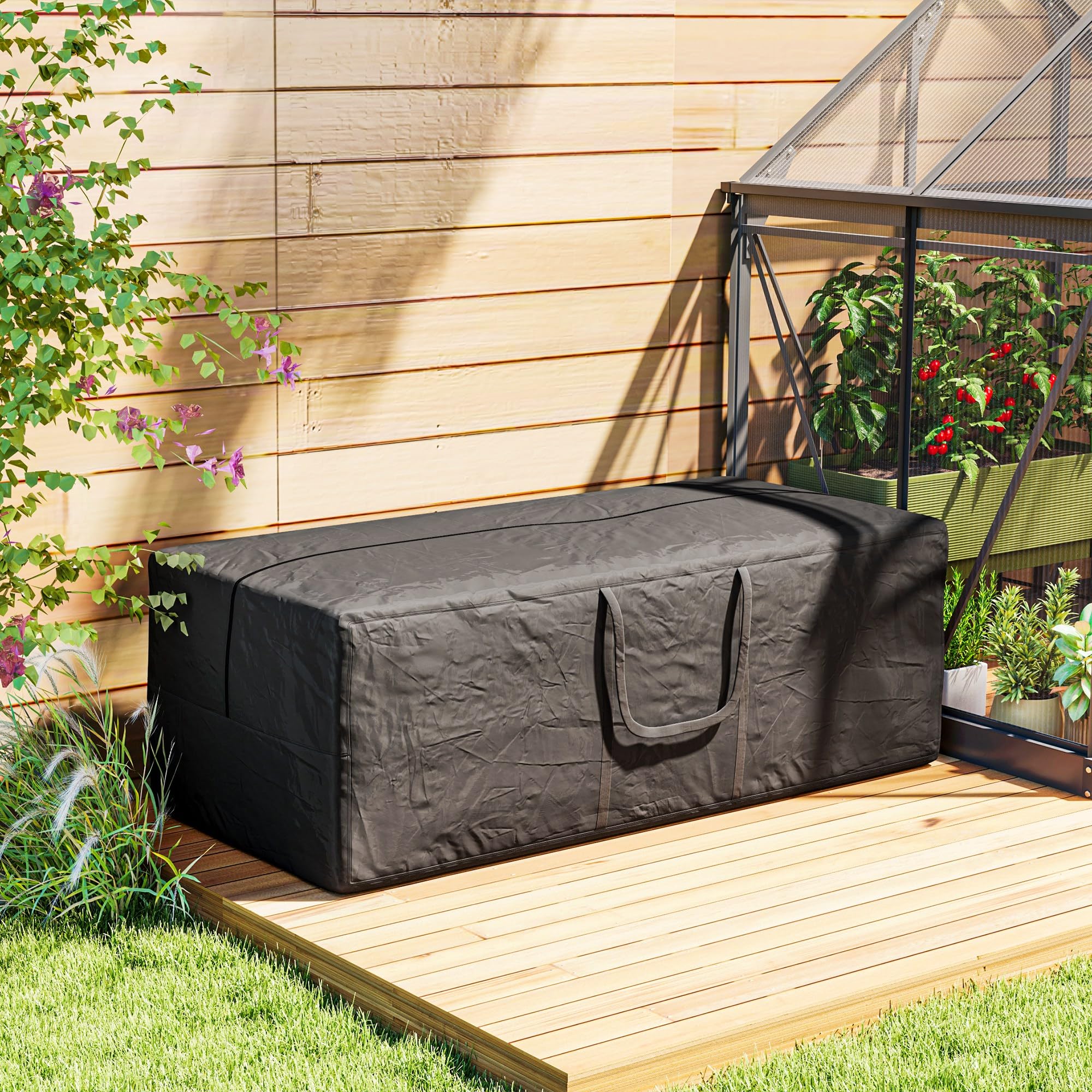 Outsunny Aufbewahrungstasche 600D Oxford, 840L Tragetasche bis 100kg belastbar, UV30+ Wasserdicht Auflagentasche, für Camping und Reisen, 175 x 80 x 60 cm, Schwarz